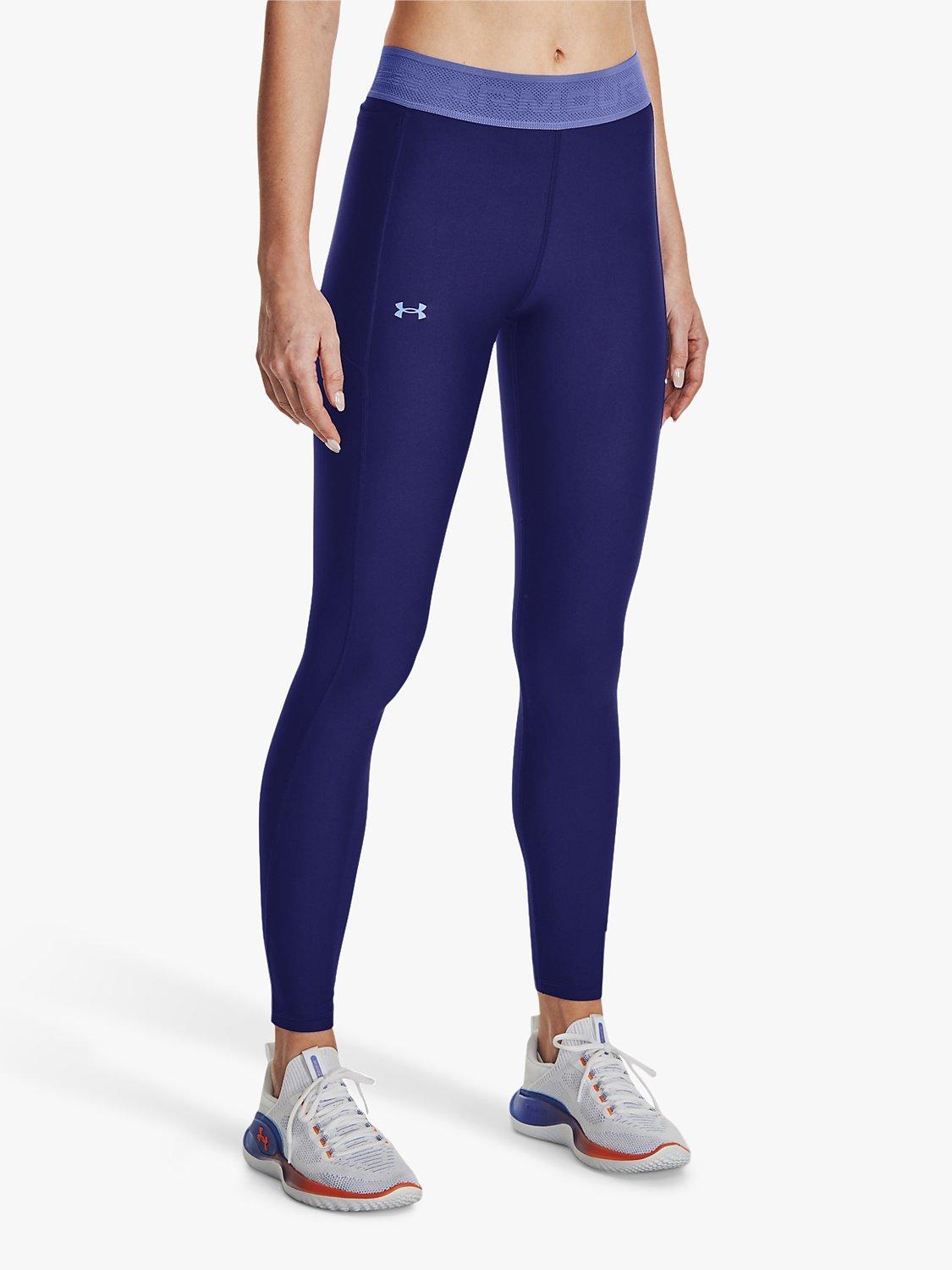 Under Armour HeatGear® Branded Waistband Leggings, Sonar Blue/Baja Blue
