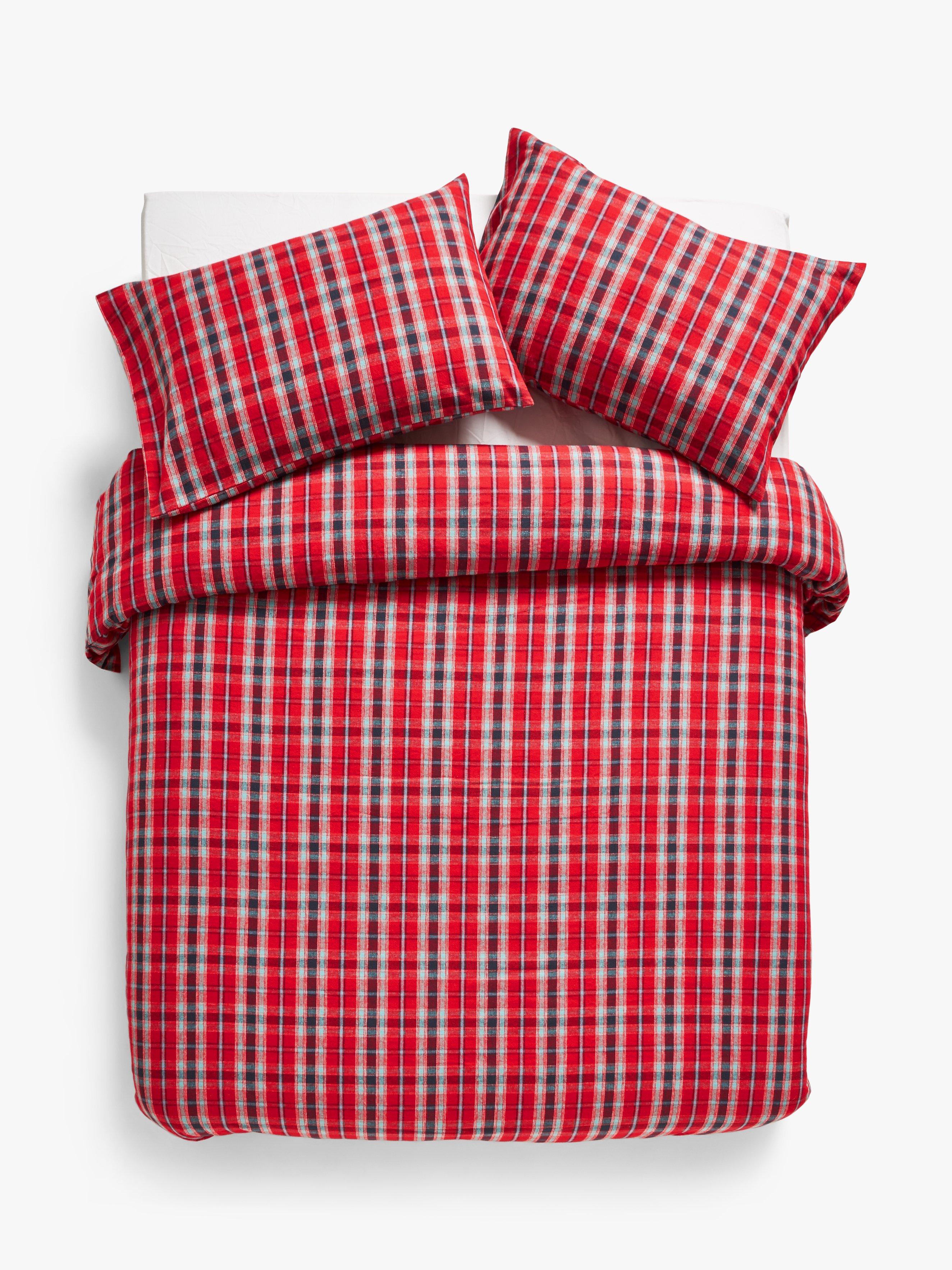 John Lewis Festive Brush Check Cotton Duvet Cover Set