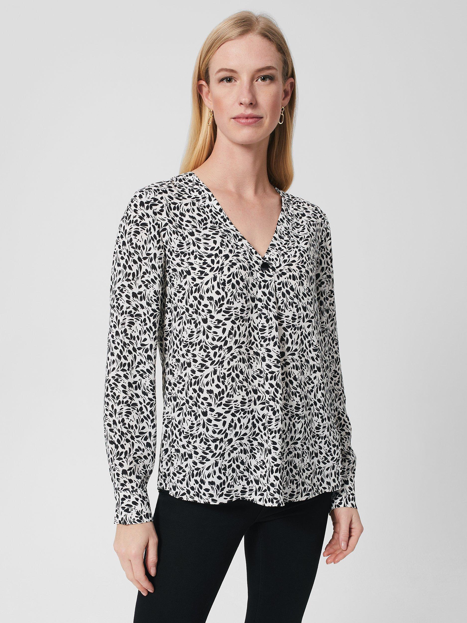 Hobbs Nelle Abstract Print Blouse, Ivory/Black