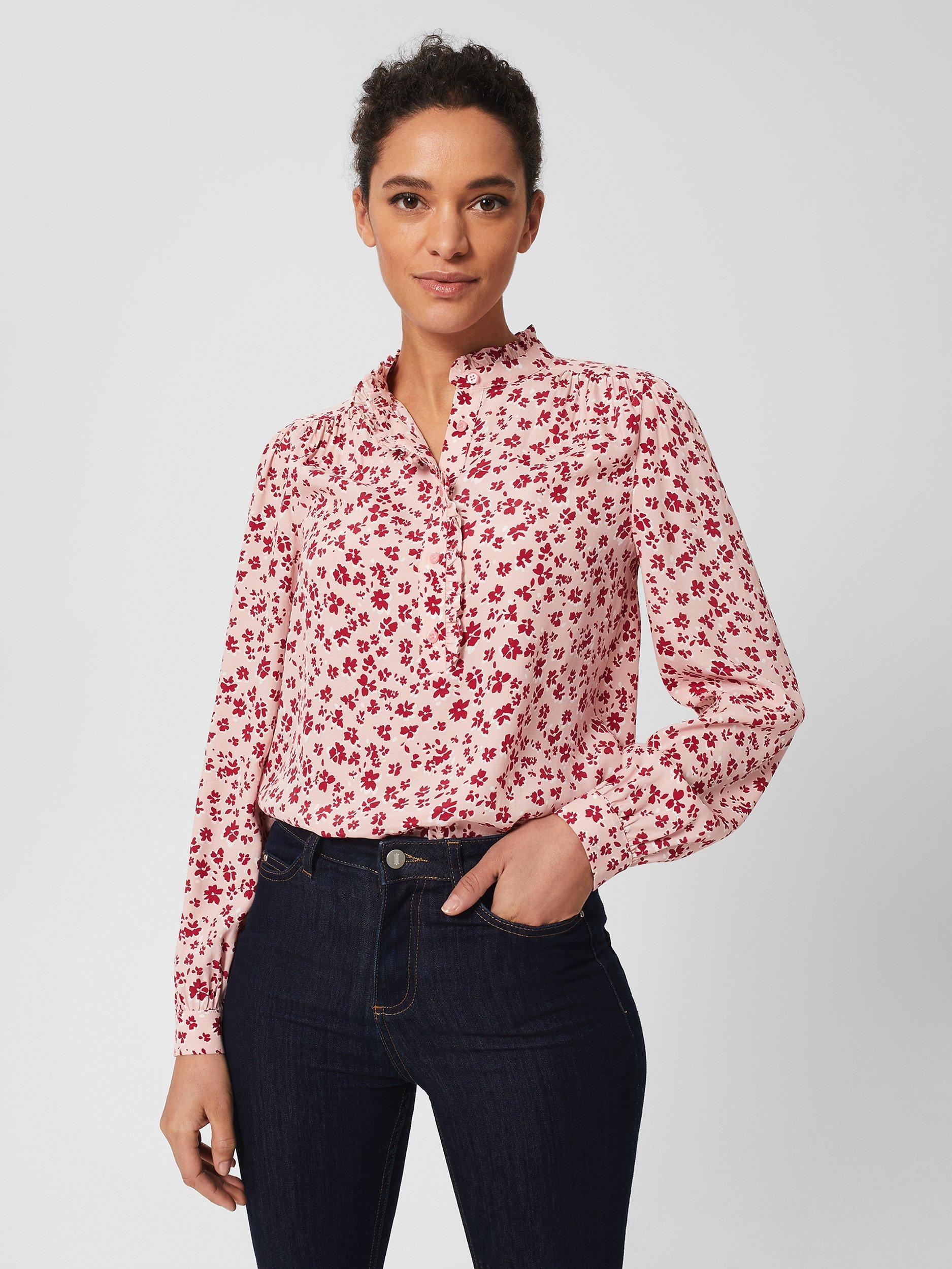 Hobbs Lillian Floral Print Blouse, Pink/Multi