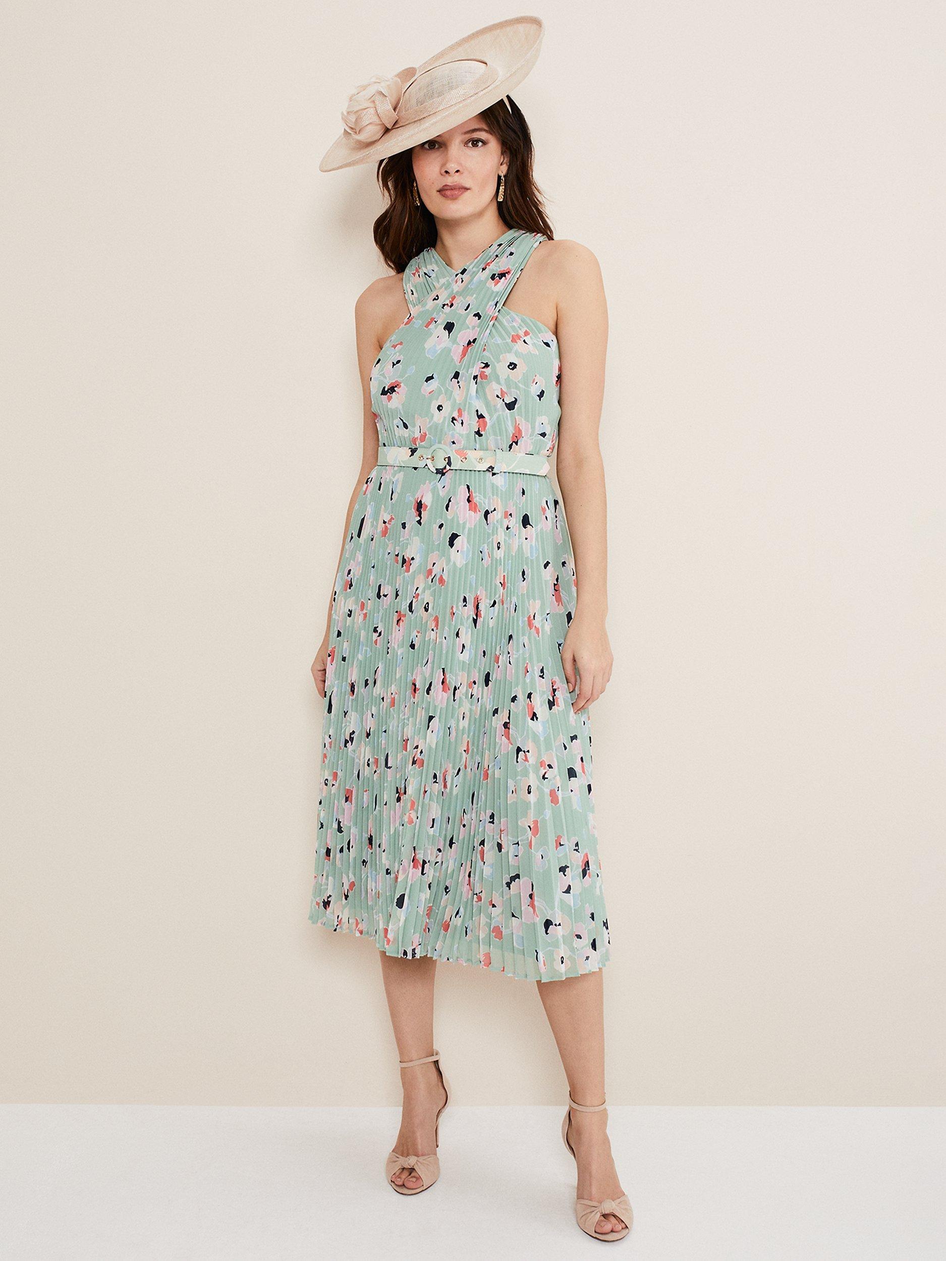 Product image 6 of 6, which shows Phase Eight Portia Pleated Dress, Peppermint, 12