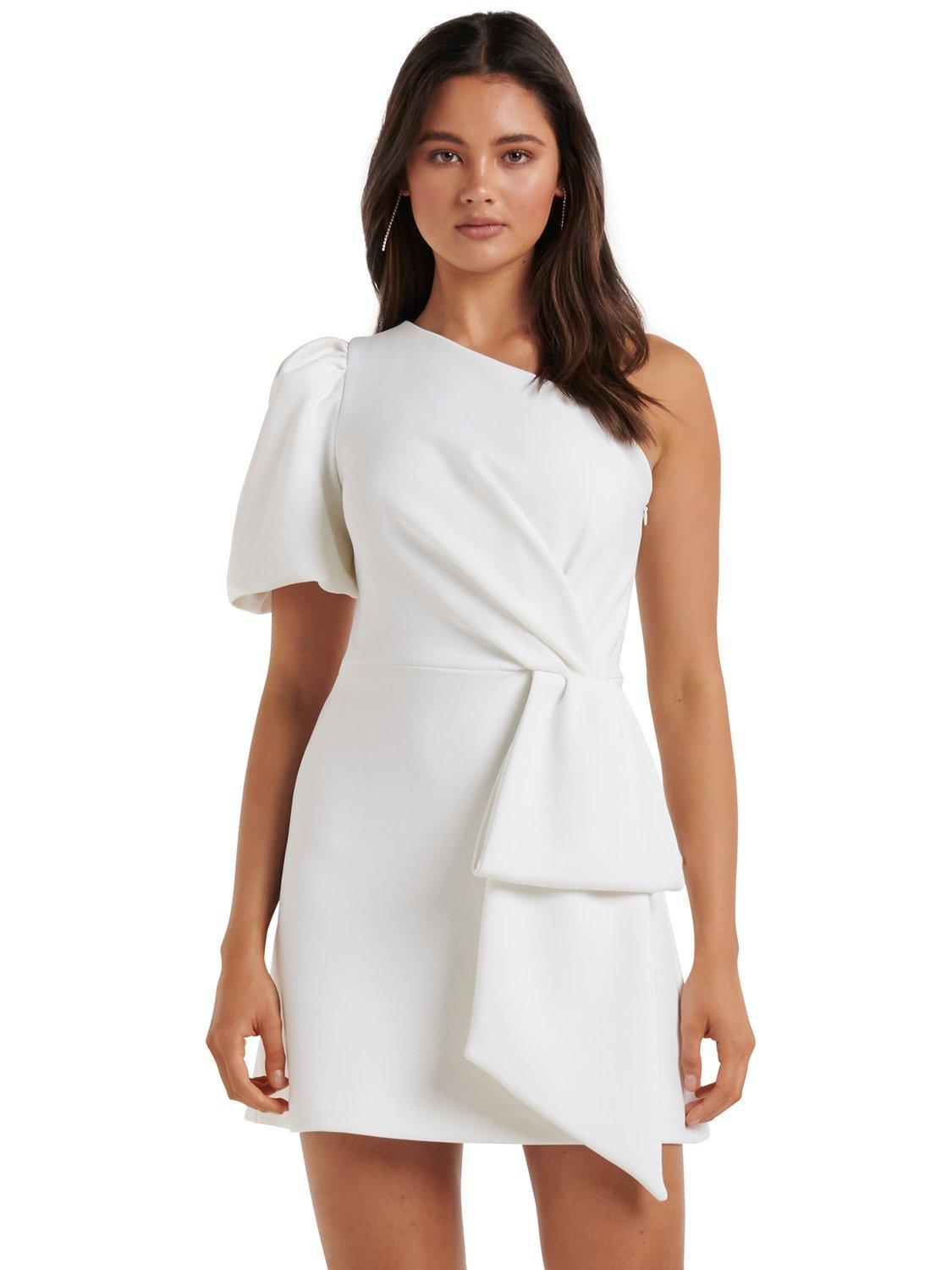 Forever New Elena Bow Front Mini Dress, Porcelain