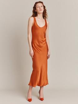 Ghost Palm Satin Midi Dress, Marmalade