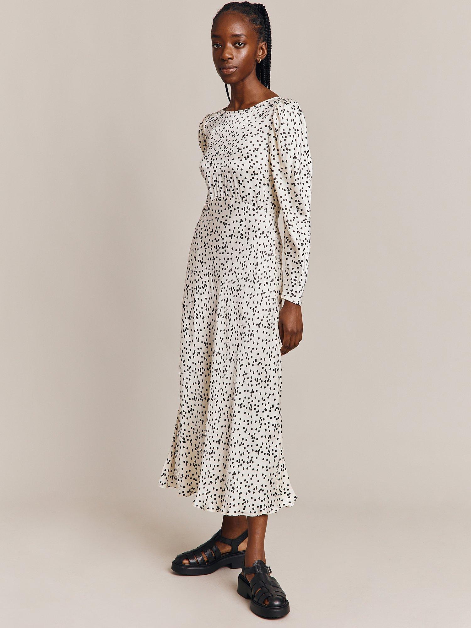 Ghost Rosaleen Midi Dress, White/Black