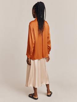Ghost Luna Satin Midi Skirt - view 2, Stone