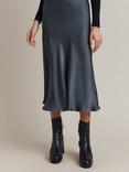 Ghost Luna Satin Midi Skirt, Charcoal