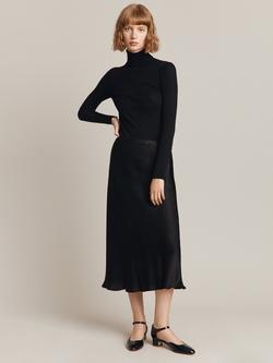 Ghost Luna Satin Midi Skirt, Black