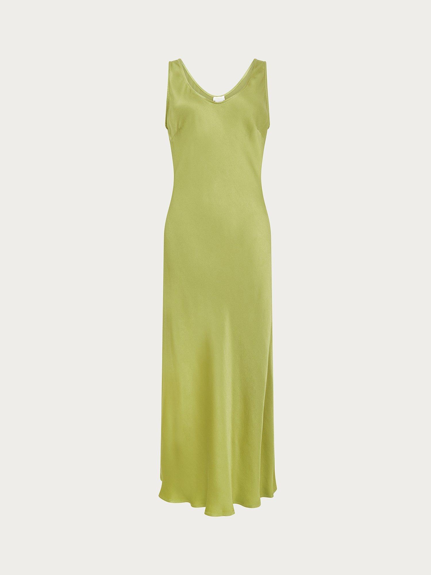 Ghost Palm Satin Midi Dress, Olive