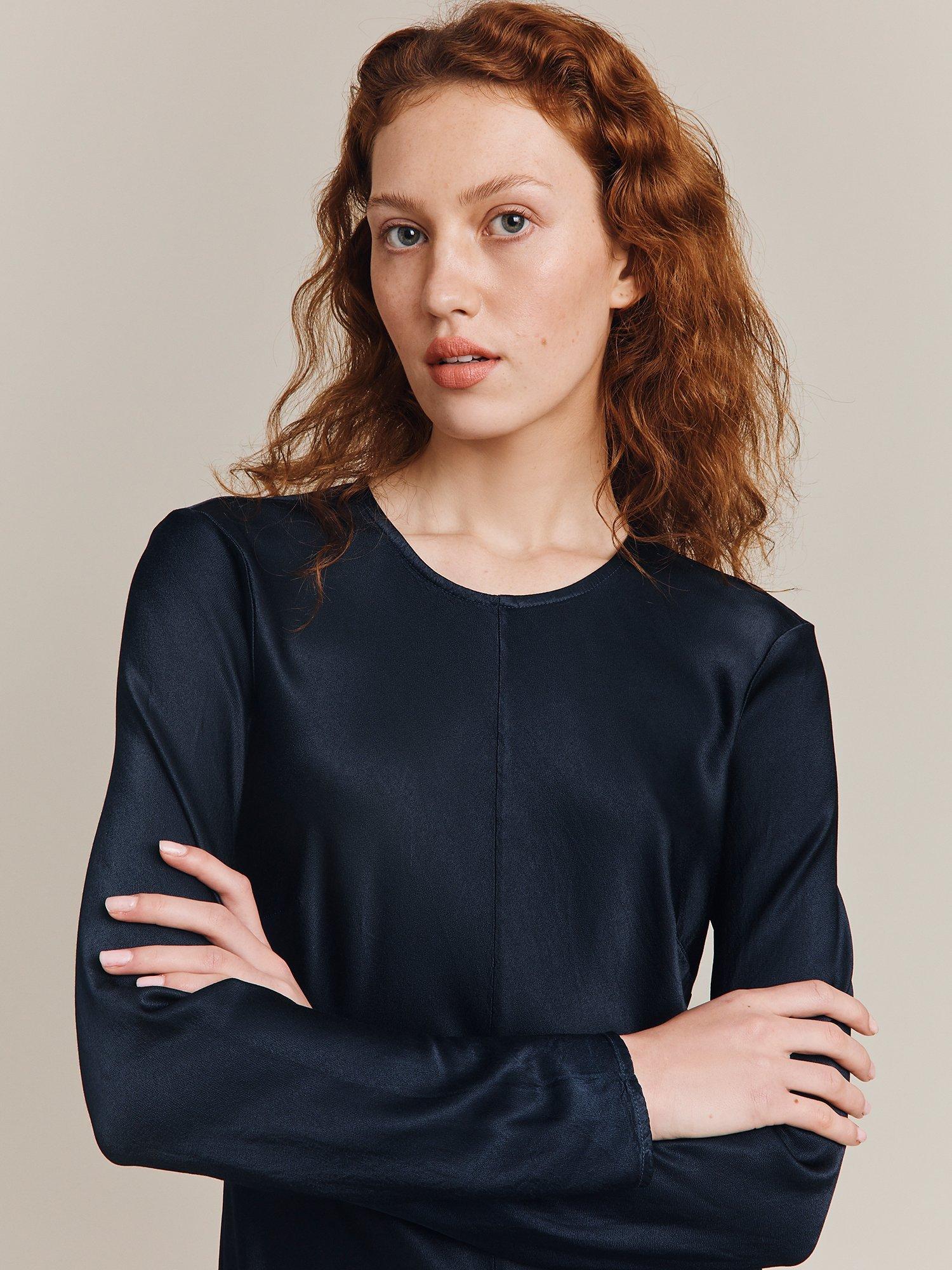 Product image 3 of 3, which shows Ghost Mari Long Sleeve Dress, Navy, M