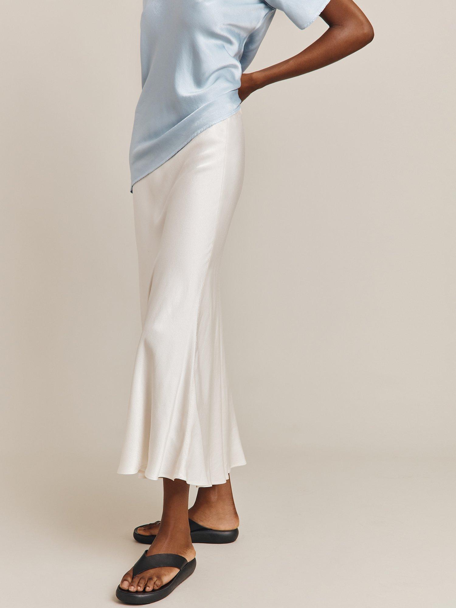 Ivory silk midi skirt hotsell