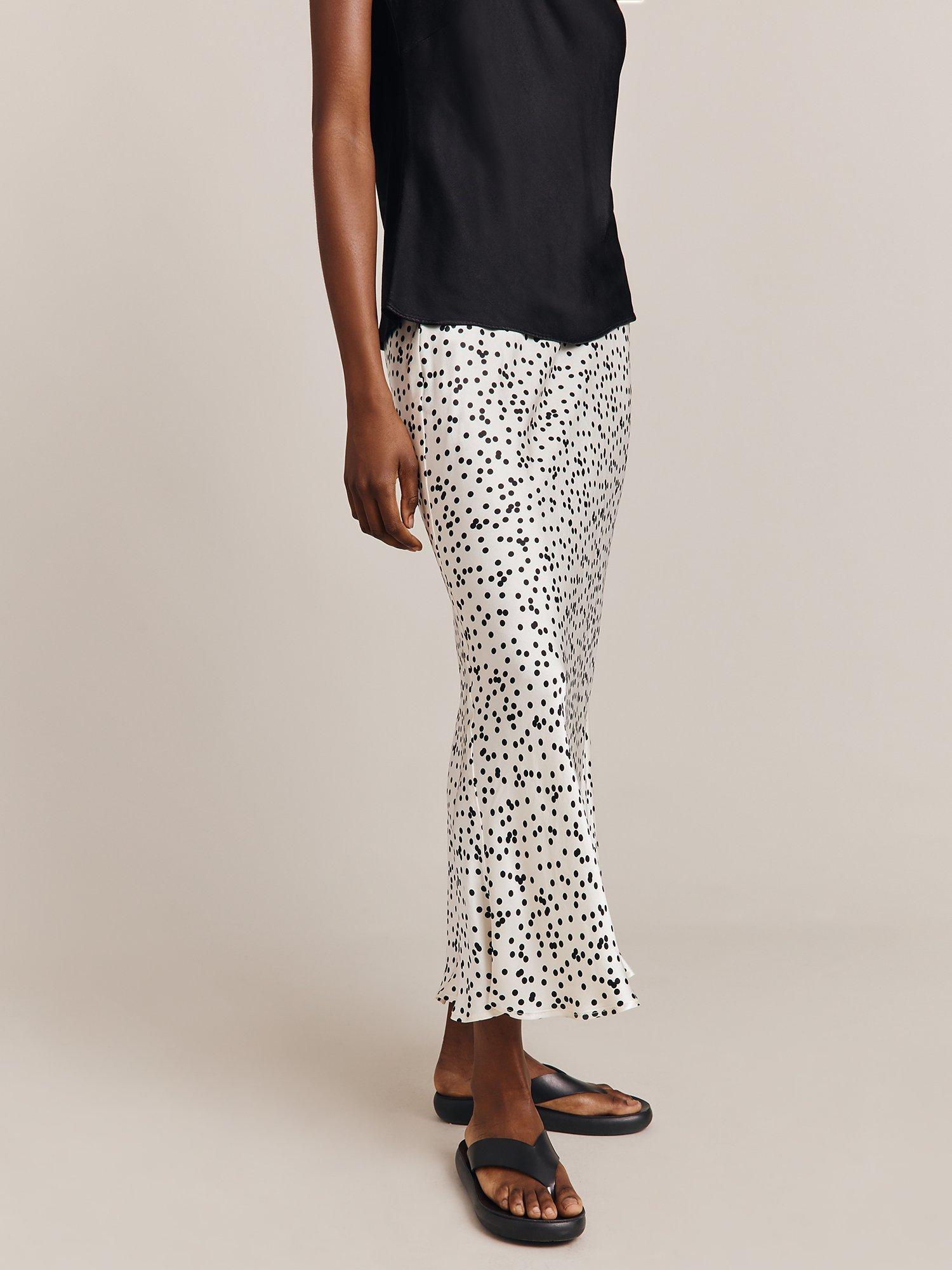 Ghost Emma Spot Skirt, White/Black
