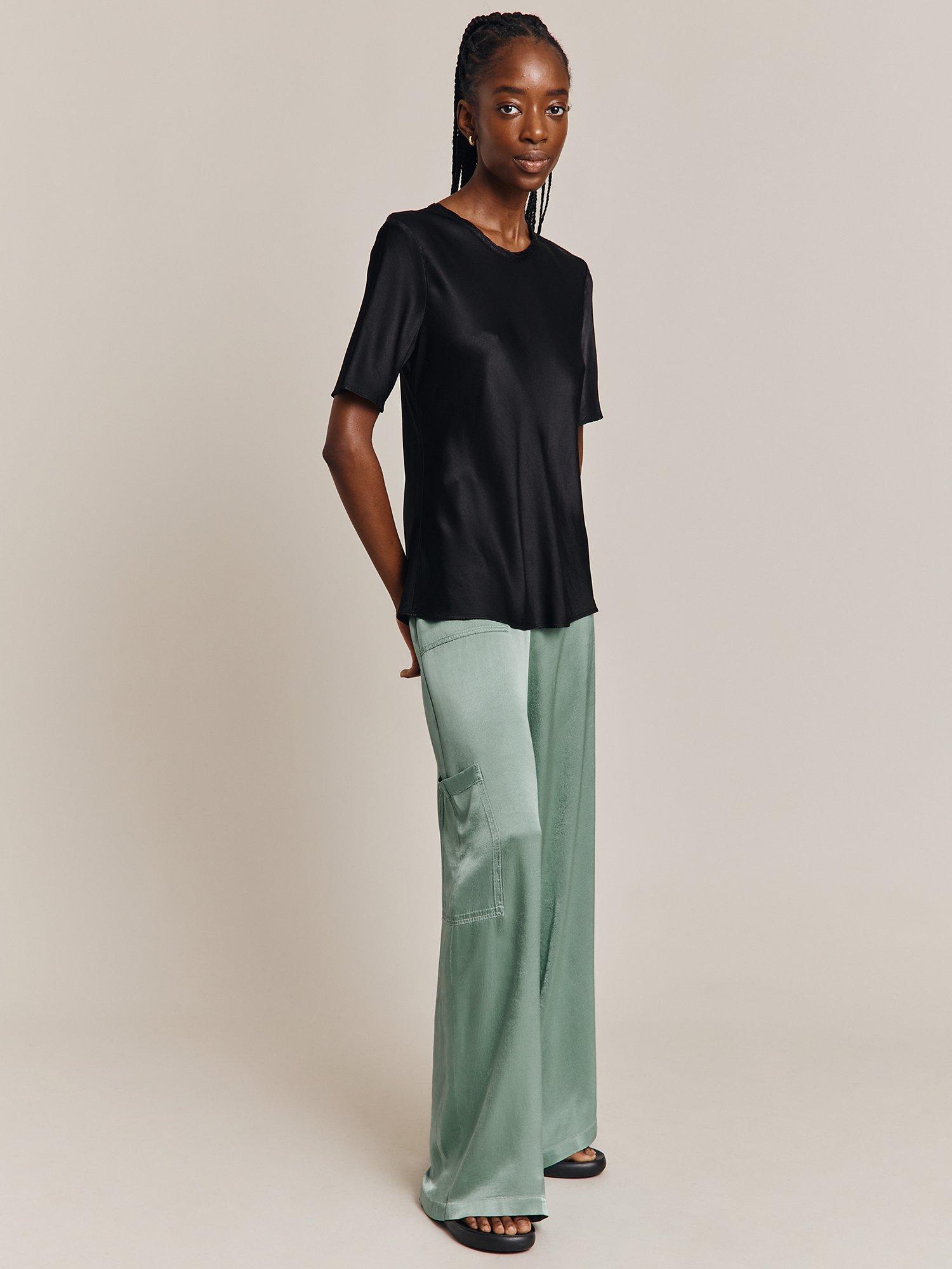 Product image 1 of 3, which shows Ghost Ivy Satin Top, Black, XS