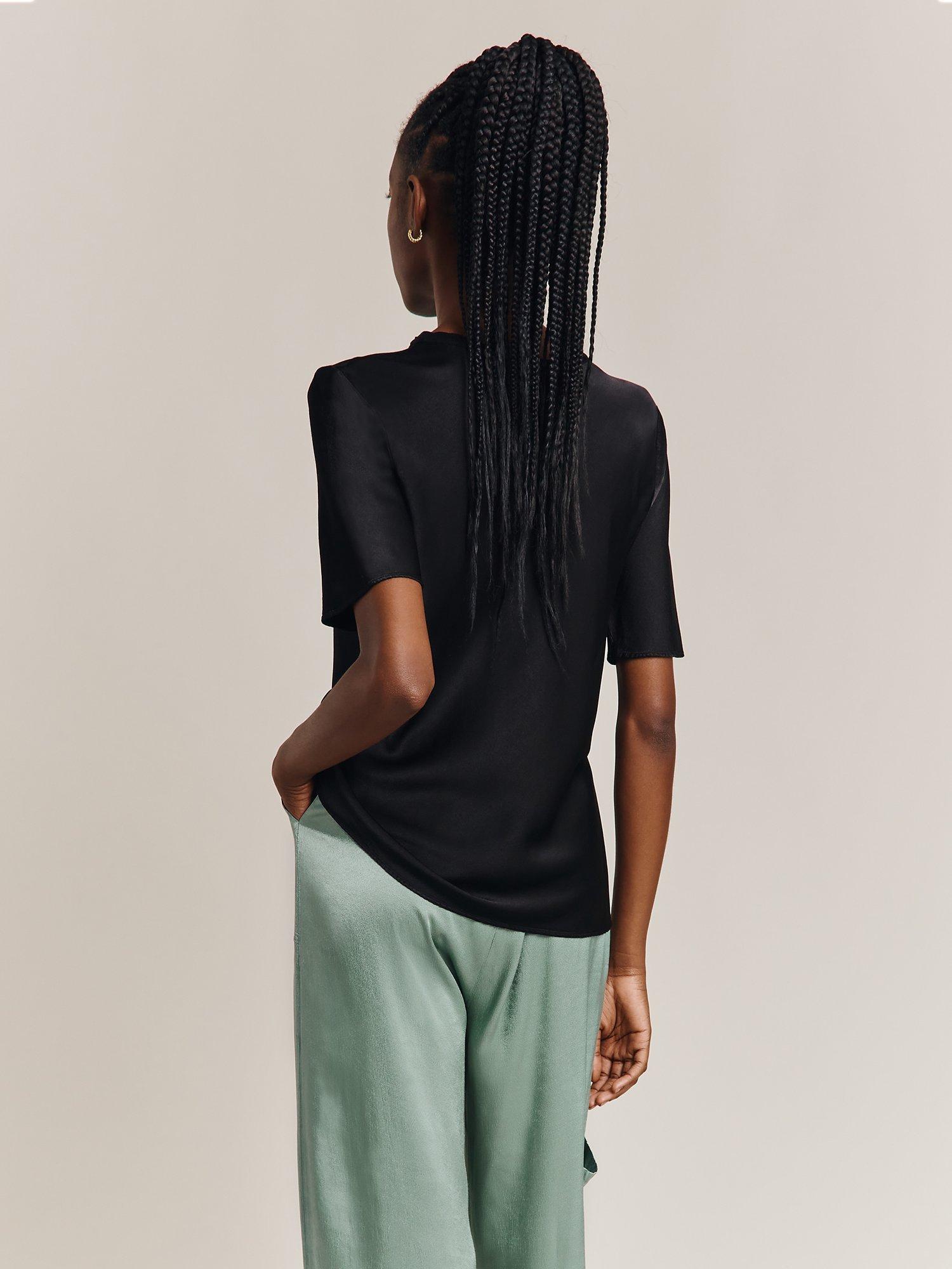 Product image 2 of 3, which shows Ghost Ivy Satin Top, Black, XS