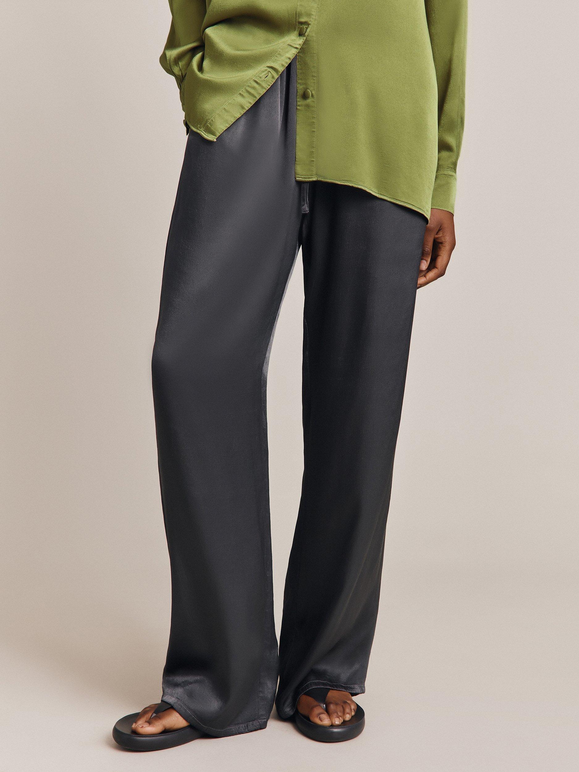 Ghost Imogen Satin Trousers, Charcoal