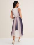 Phase Eight Petite Simara Pleated Midi Dress, Latte/Navy