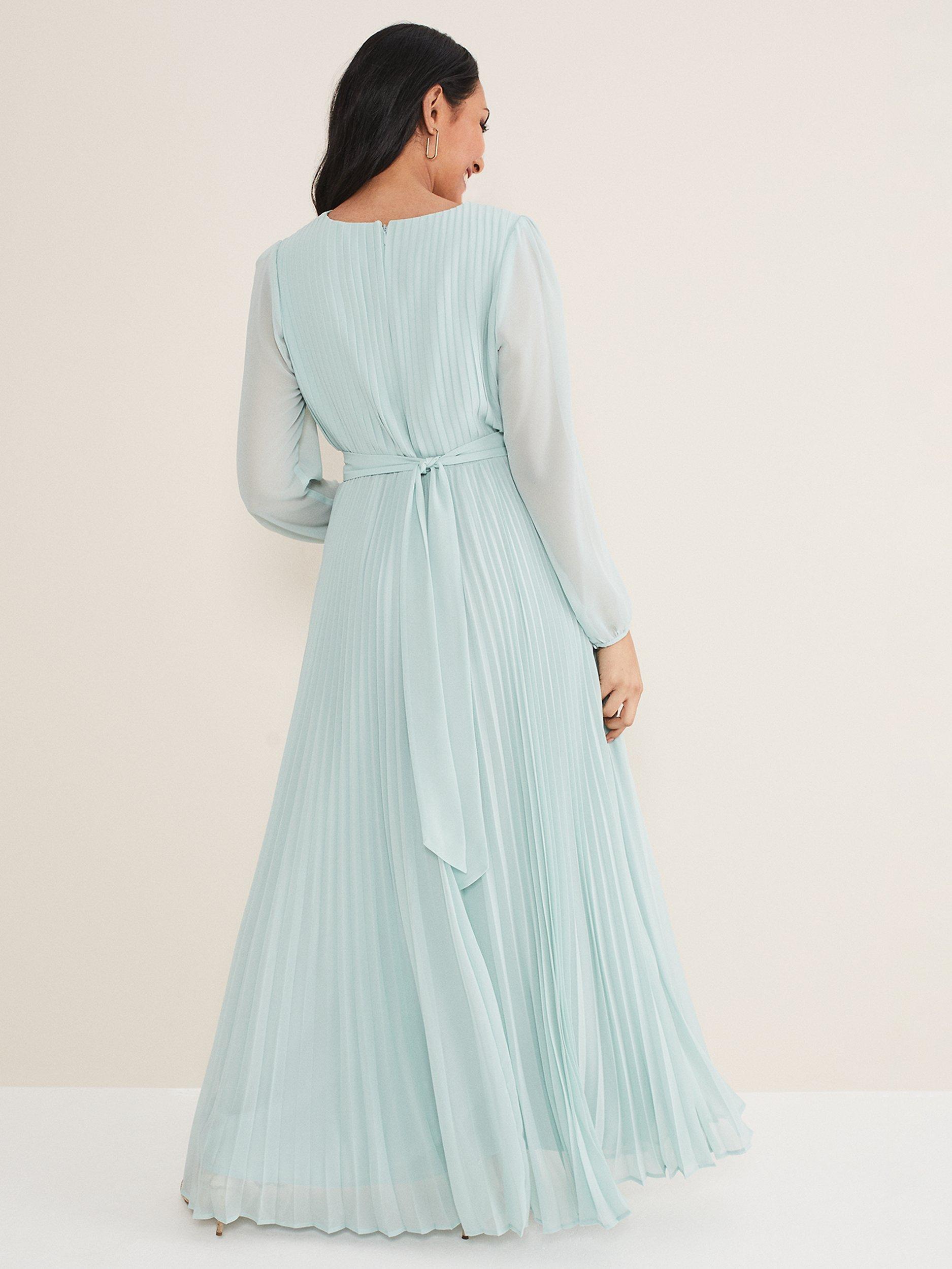 Product image 2 of 4, which shows Phase Eight Petite Alecia Pleated Maxi Dress, Peppermint, 6