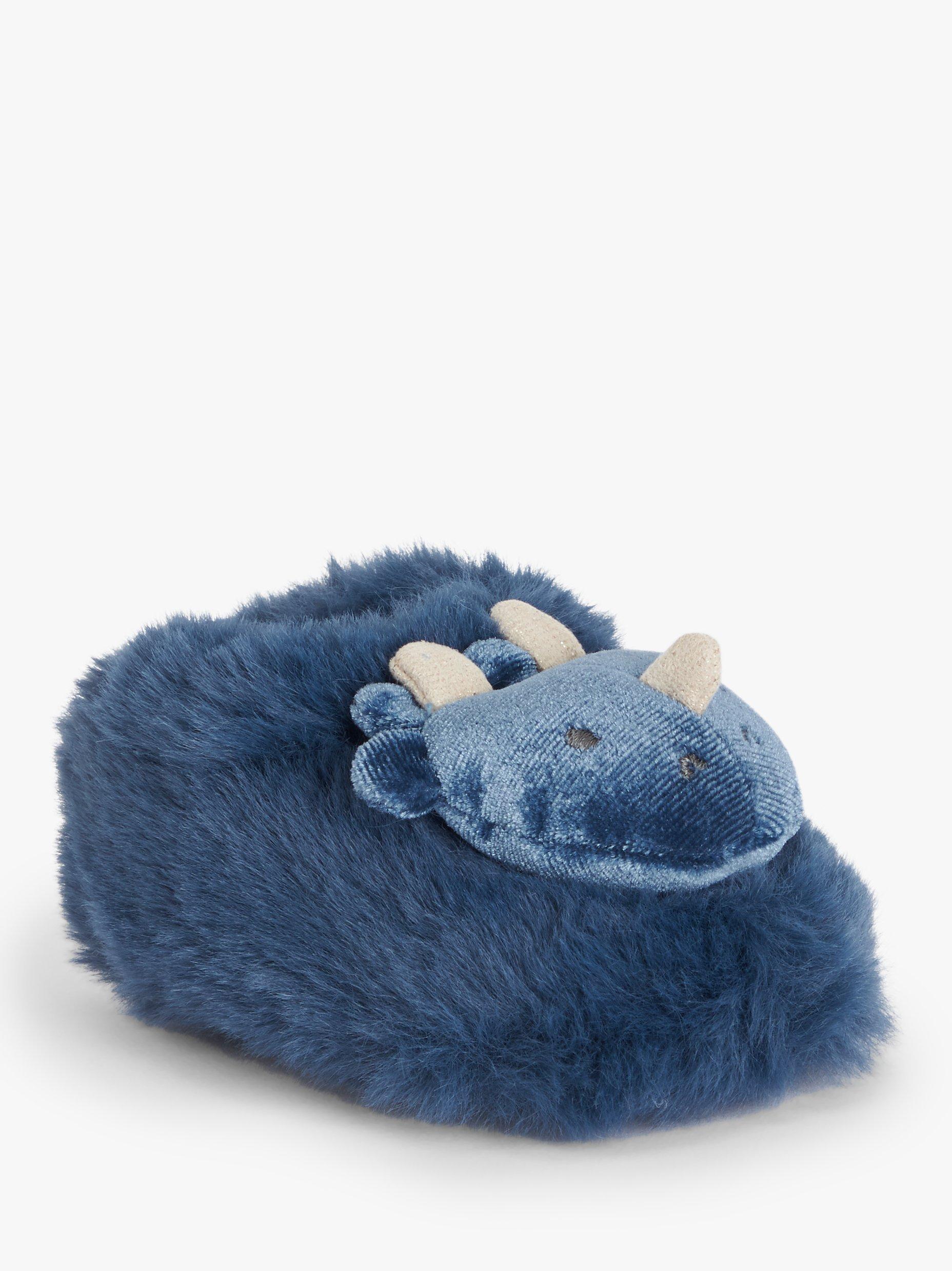 John Lewis Baby Dinosaur Slipper Booties, Blue