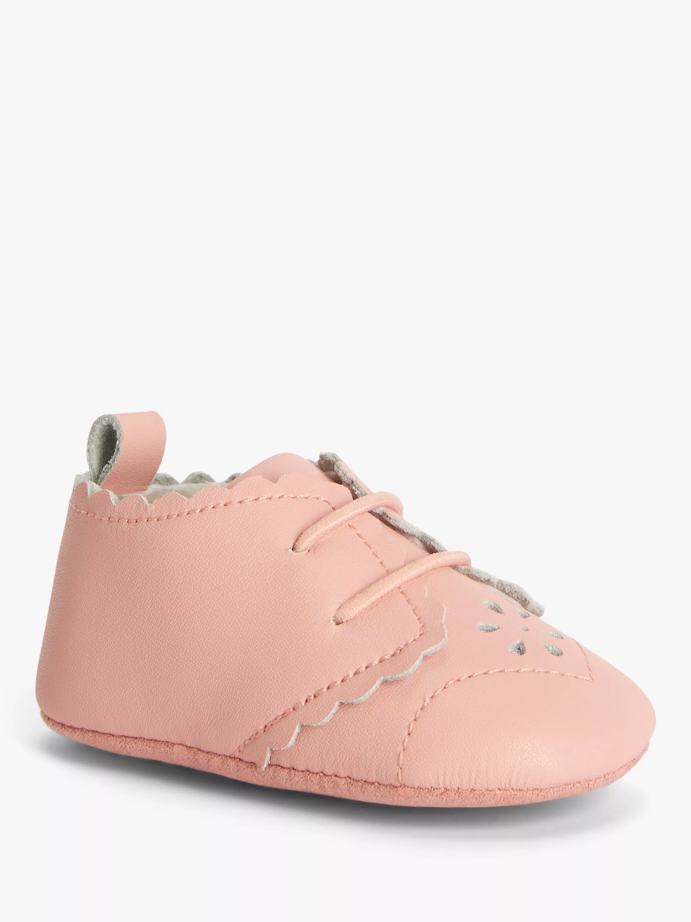 John Lewis Baby Cut Out Floral Leather Pram Shoes