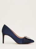 Phase Eight Jewel Ribbon Suede Court Shoes, Navy