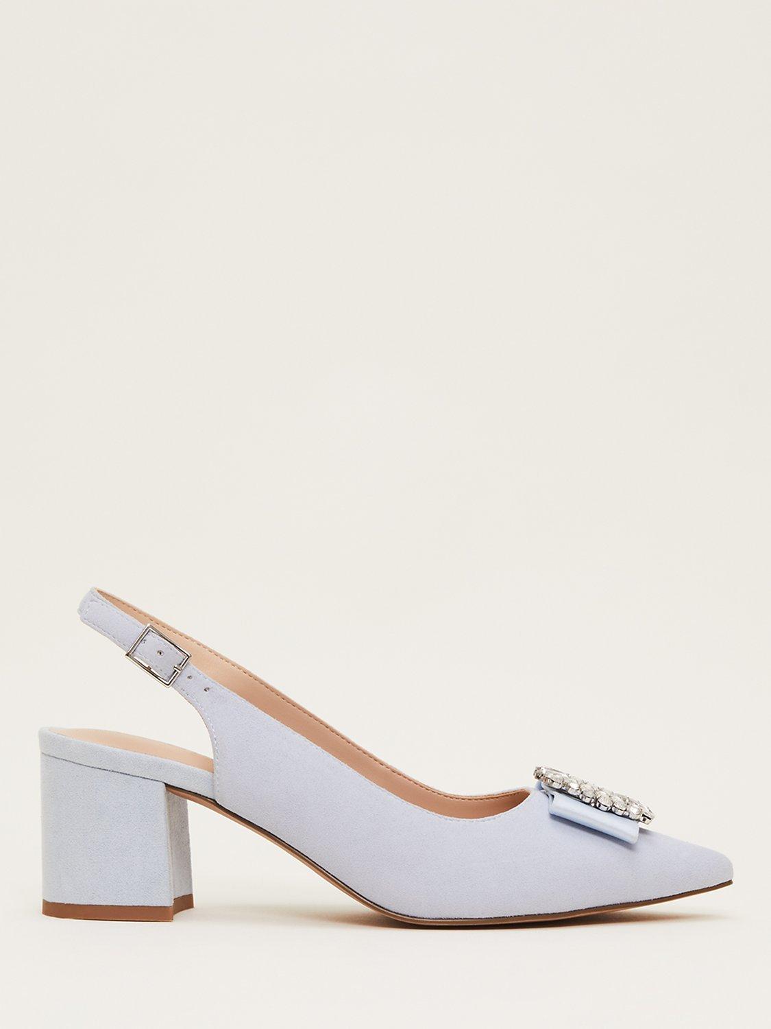 Phase Eight Embellished Toe Block Heel Slingback, Cornflower