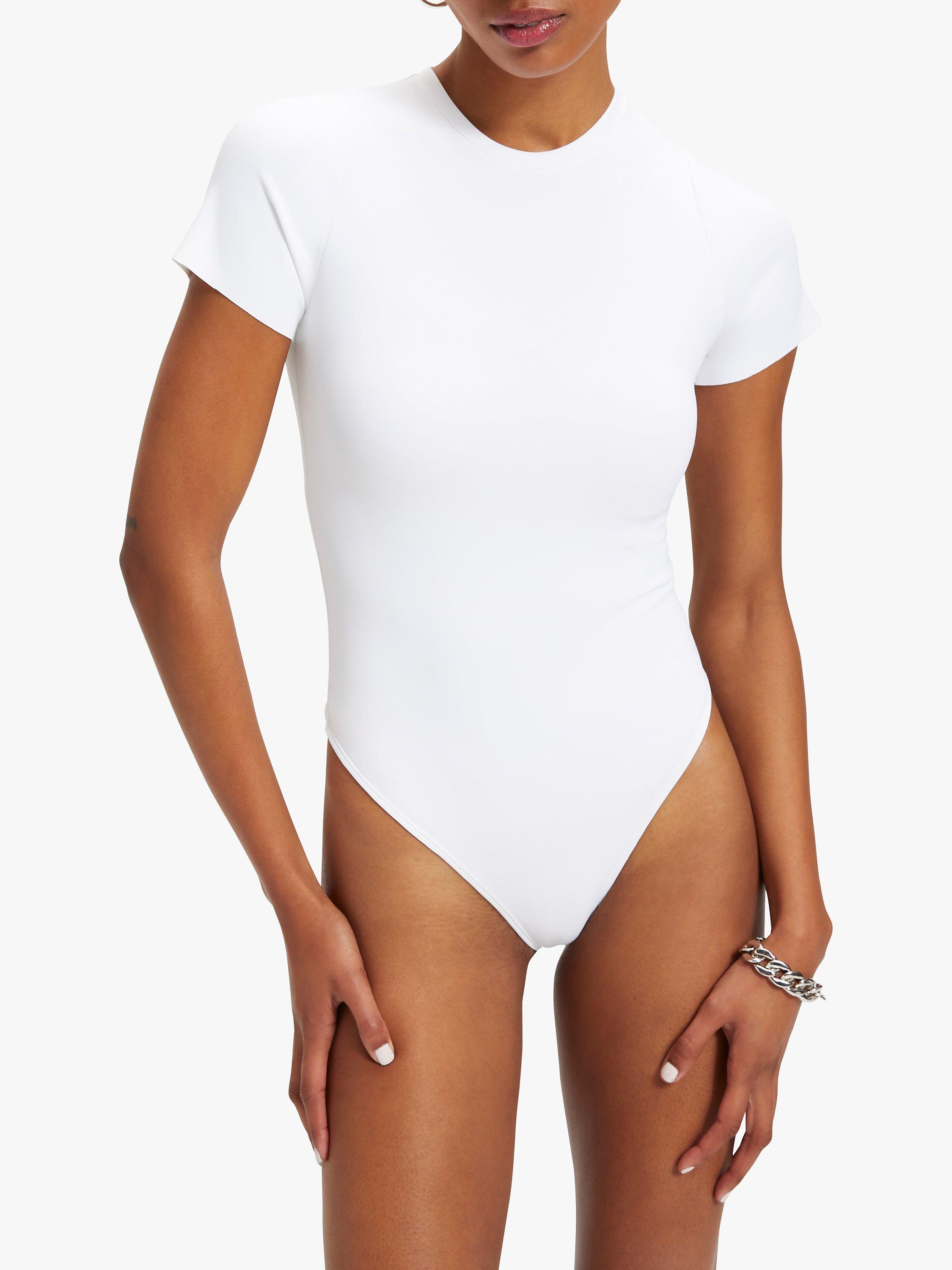 Good American Scuba T-Shirt Bodysuit, White, 20