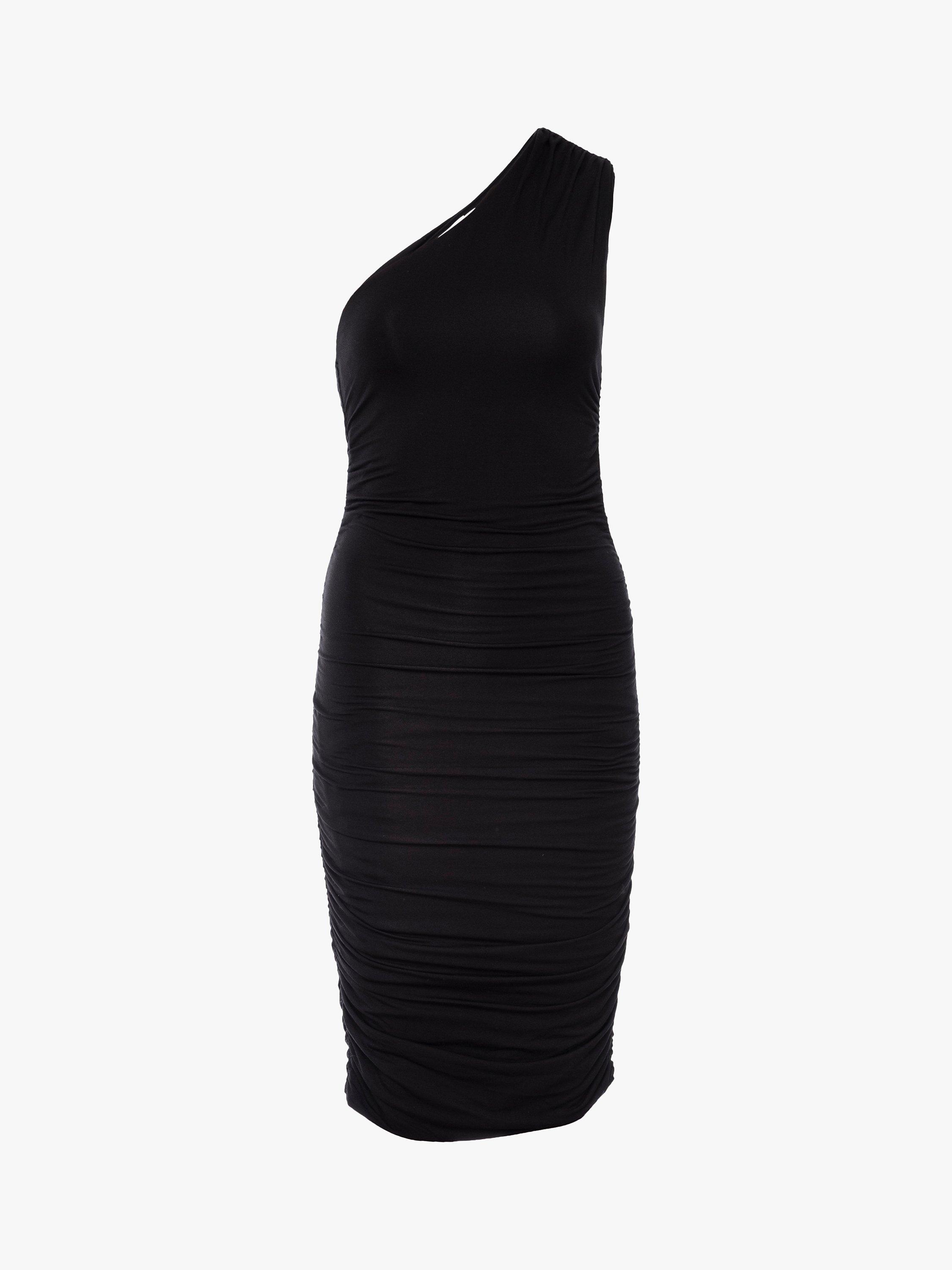 Good American Plain Bodycon Asymmetric Dress, Black