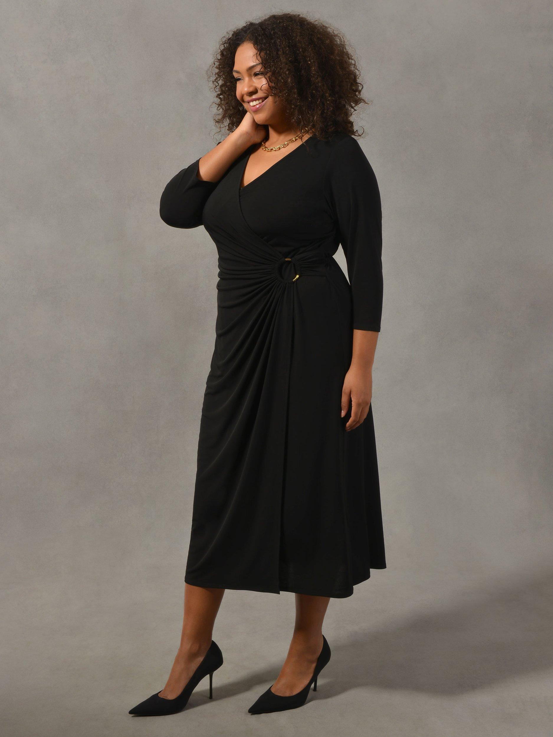 Live Unlimited Ring Detail Wrap Jersey Midi Dress