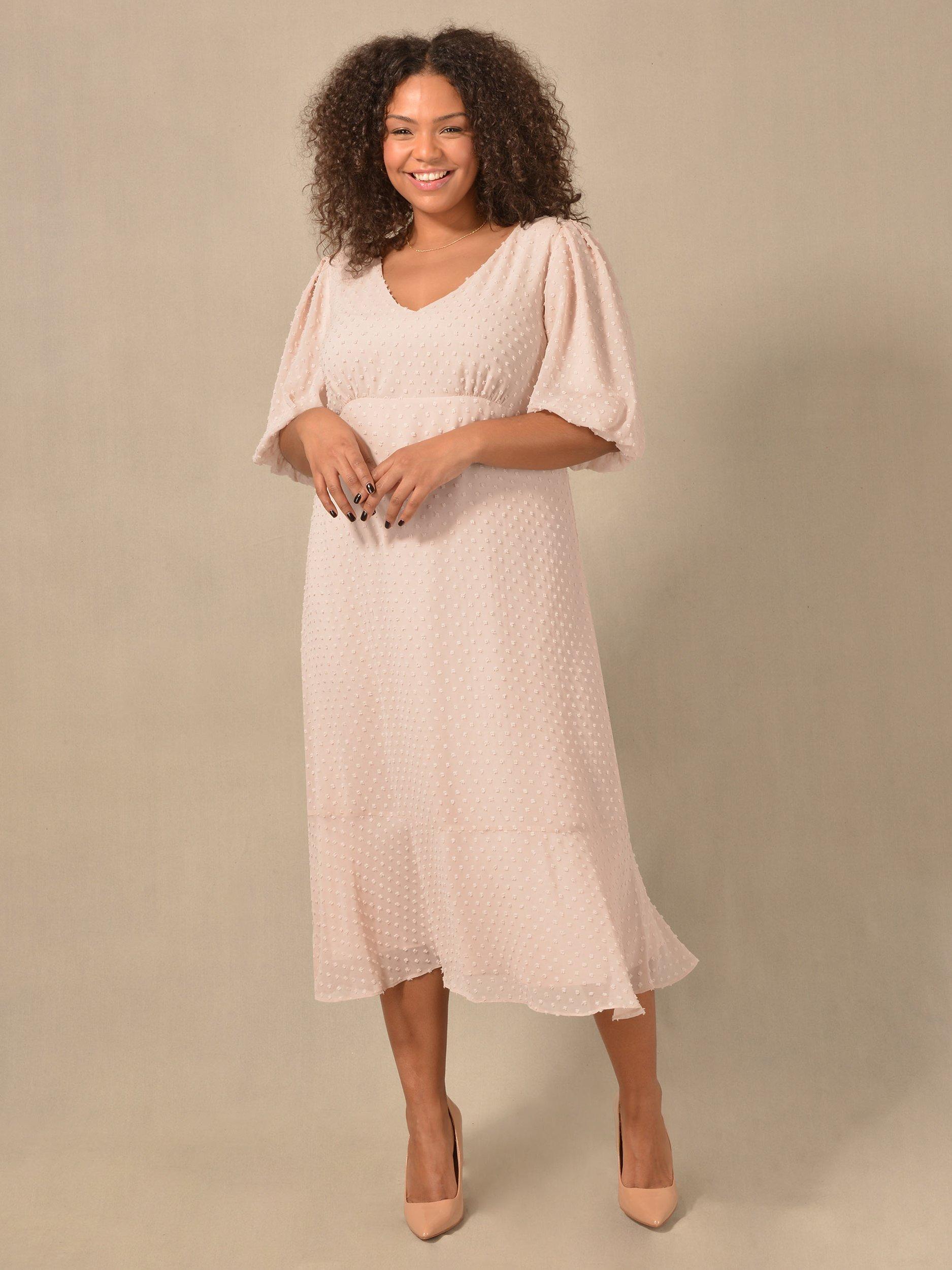 Live Unlimited Curve Chiffon V Neck Dress, Pink