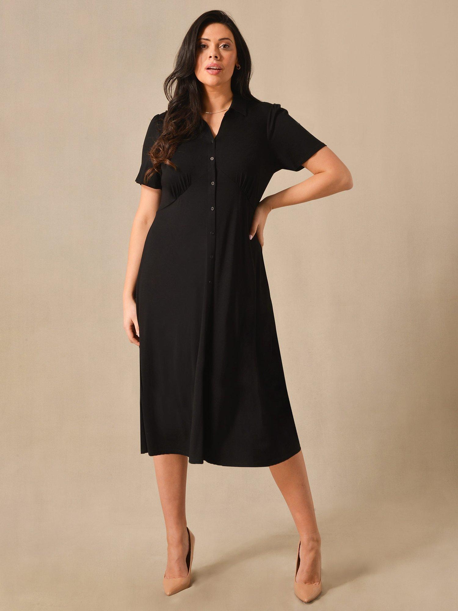 Live Unlimited Midi Jersey Shirt Dress, Black