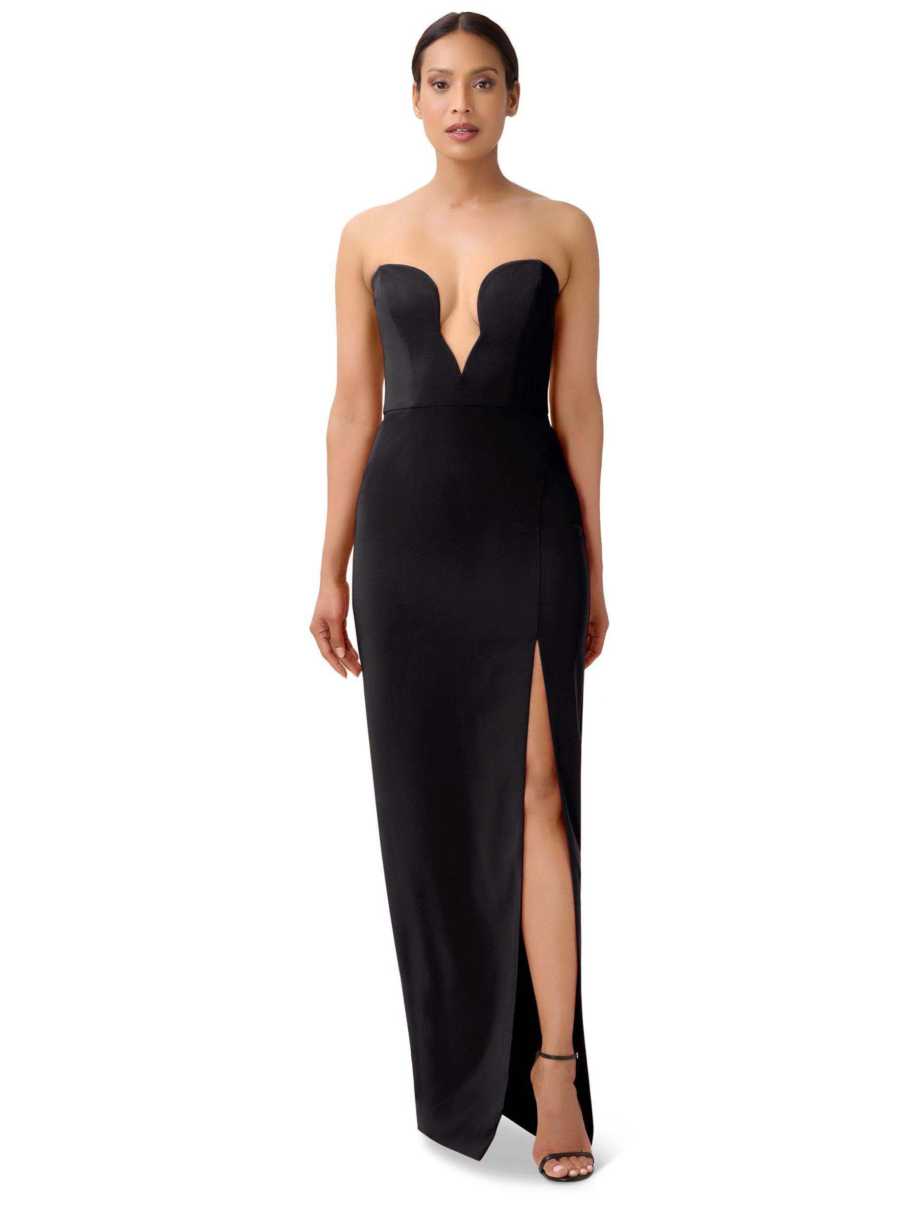 Aidan by Adrianna Papell Sweetheart Crepe Maxi Dress, Black