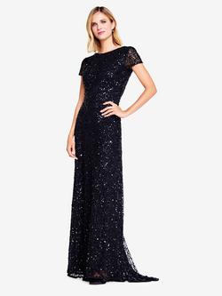 Adrianna Papell Scoop Back Sequin Maxi Dress, Black, Black