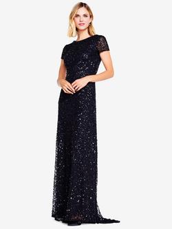 Adrianna Papell Scoop Back Sequin Maxi Dress, Black - view 2, Black