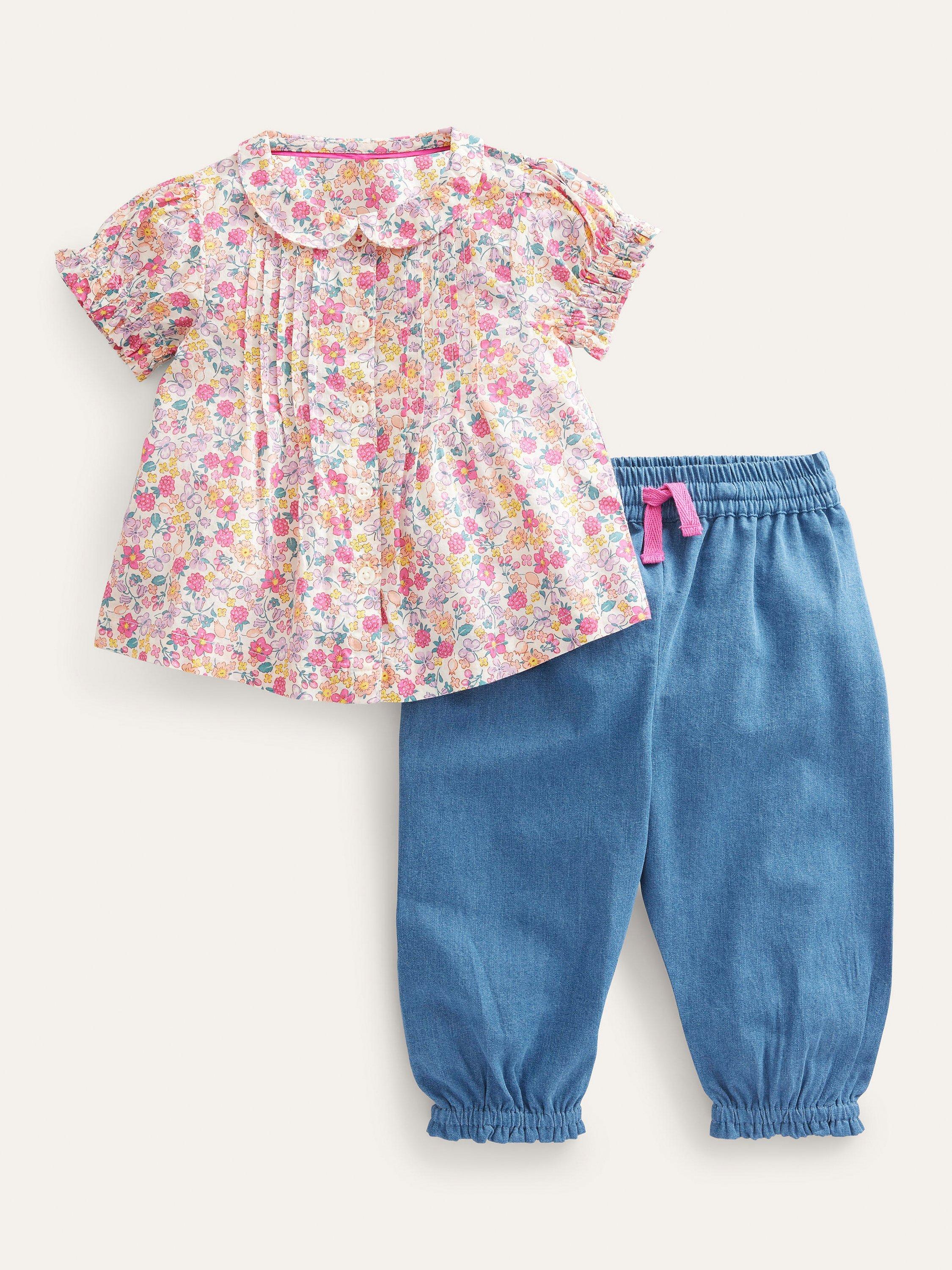 Mini Boden Baby Nostalgic Trousers & T-Shirt Set, Berry Pink