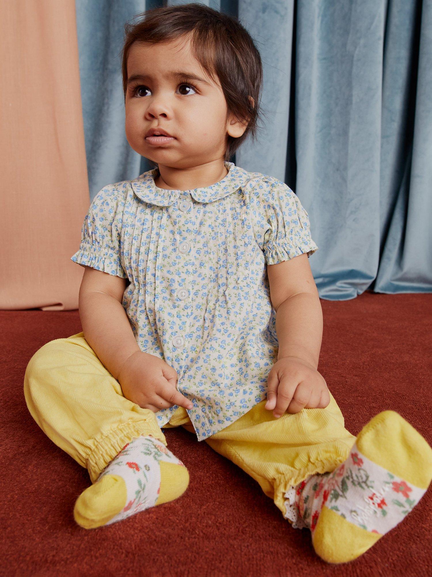 Mini Boden Baby Nostalgic Trousers & Blouse Set, Vista Blue Floral