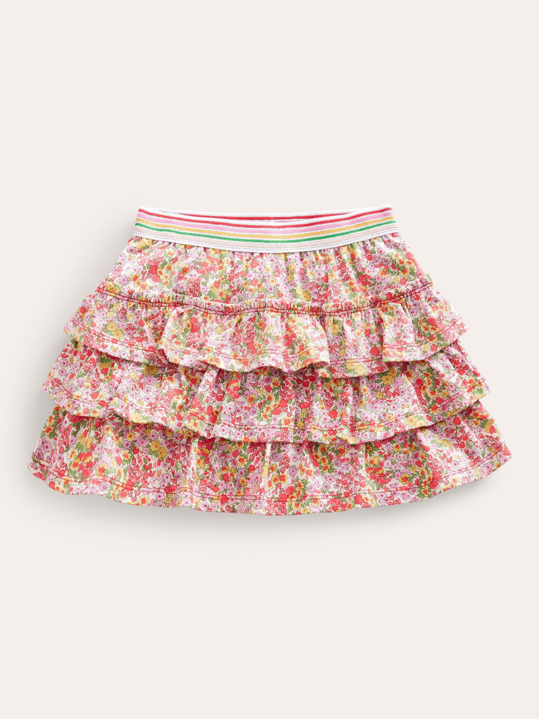 Mini Boden Kids' Floral Jersey Ruffle Skort,