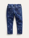 Mini Boden Kids' Adventure-Flex Denim Leggings, Mid Vintage Heart