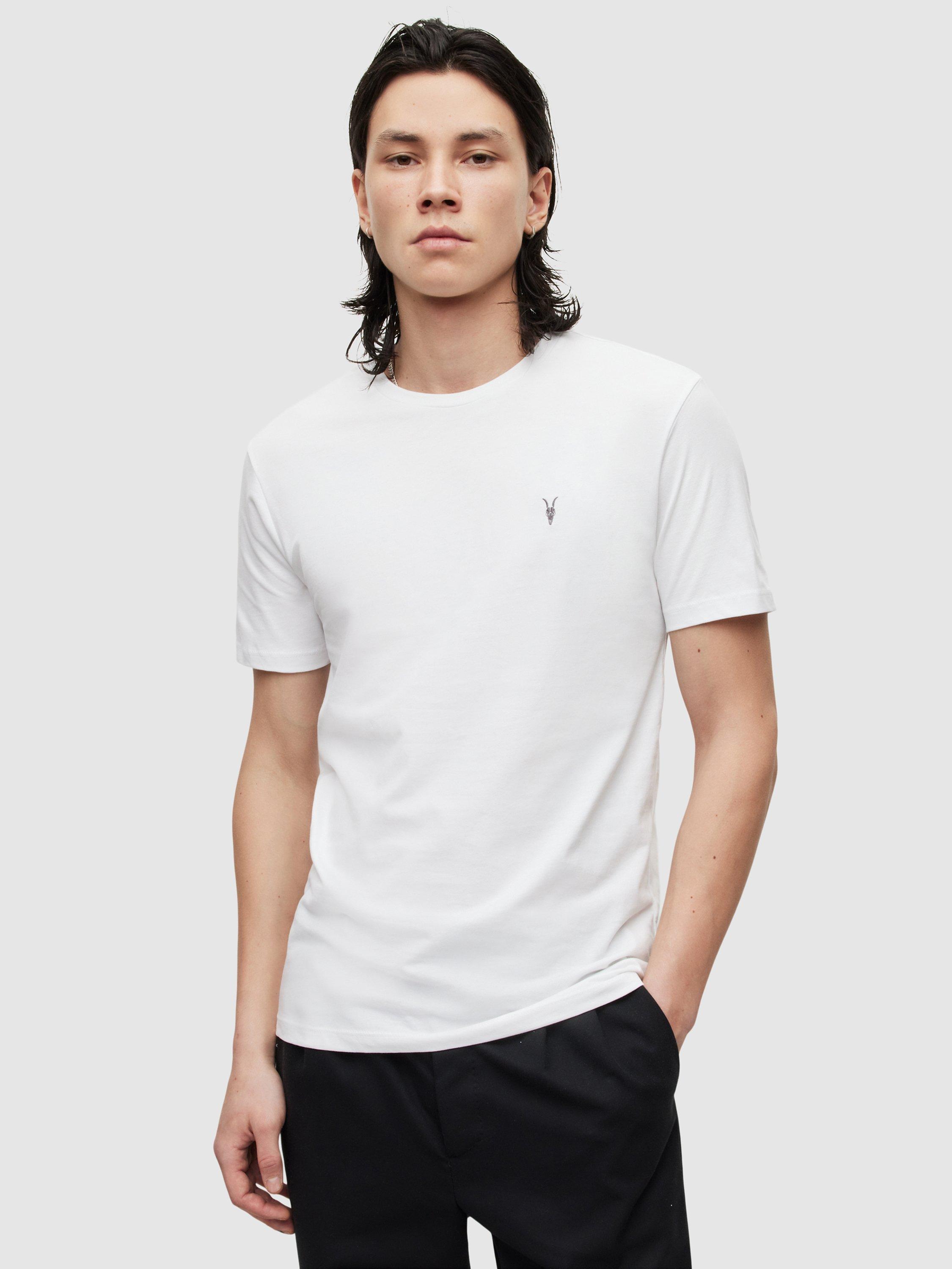 AllSaints Brace Short Sleeve Crew Neck T-Shirt, Pack of 3, Whte/Comobl/Sea Bl