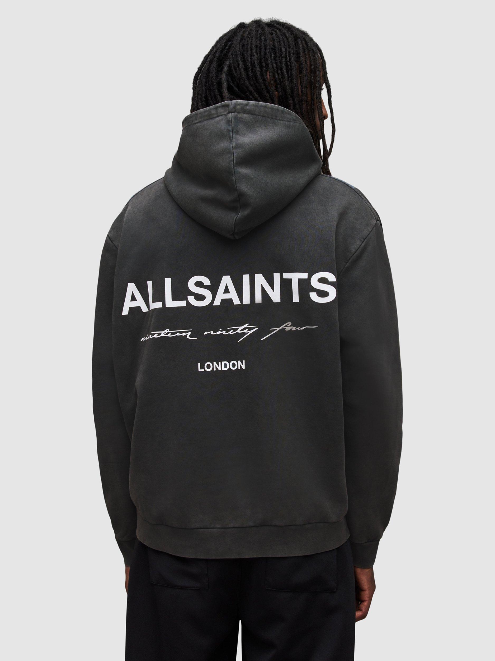 Product image 2 of 8, which shows AllSaints Underground Hoodie, Washed Black, XS