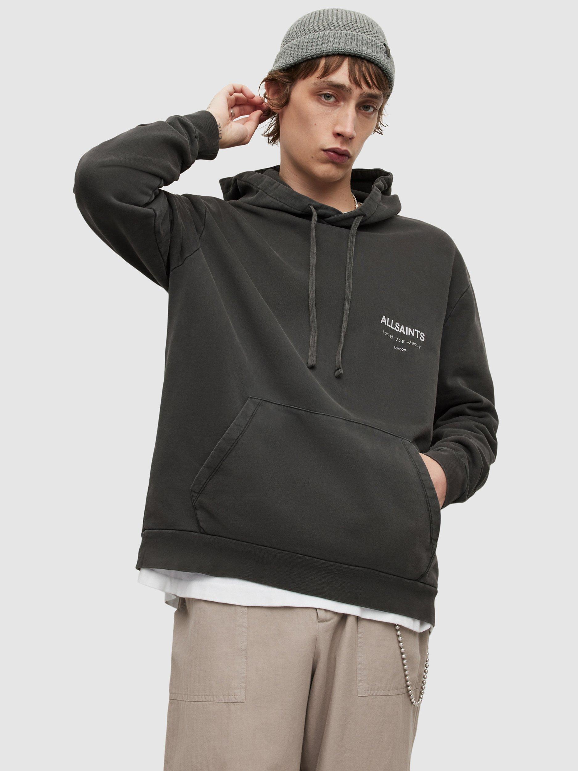 Product image 7 of 8, which shows AllSaints Underground Hoodie, Washed Black, XS