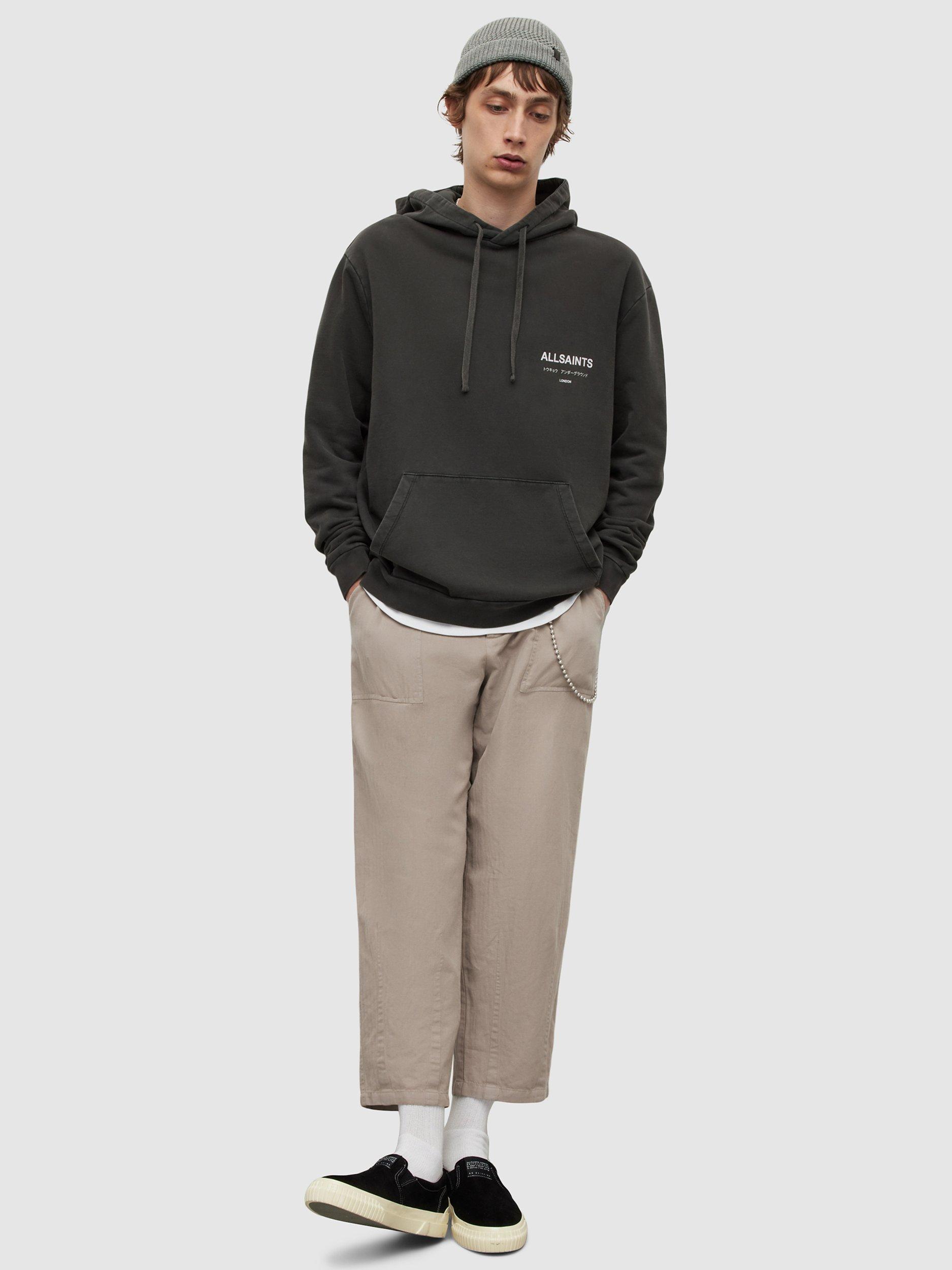 Product image 8 of 8, which shows AllSaints Underground Hoodie, Washed Black, XS
