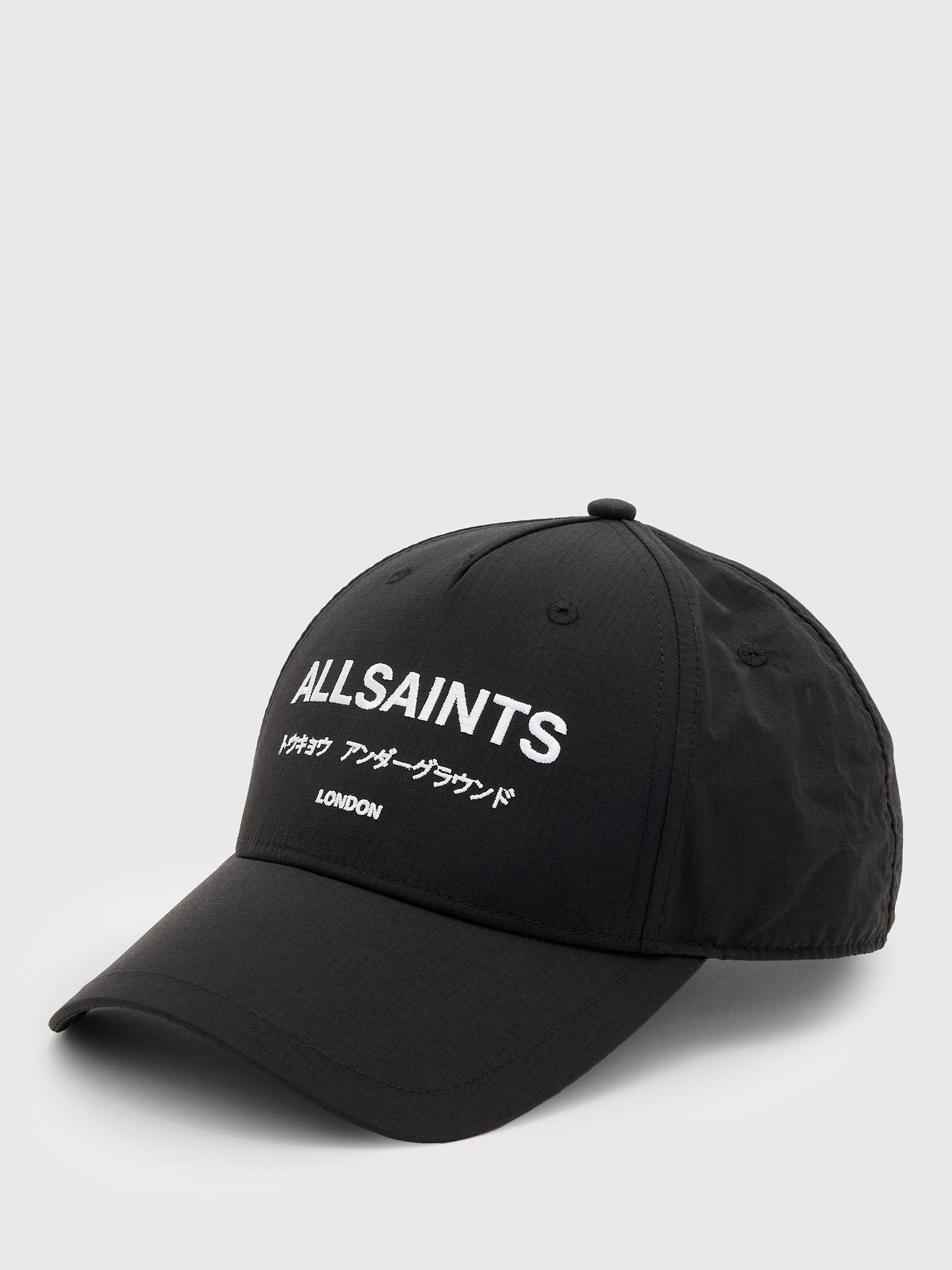 Product image 1 of 5, which shows AllSaints Underground Baseball Cap, One Size, Black/Matte Black