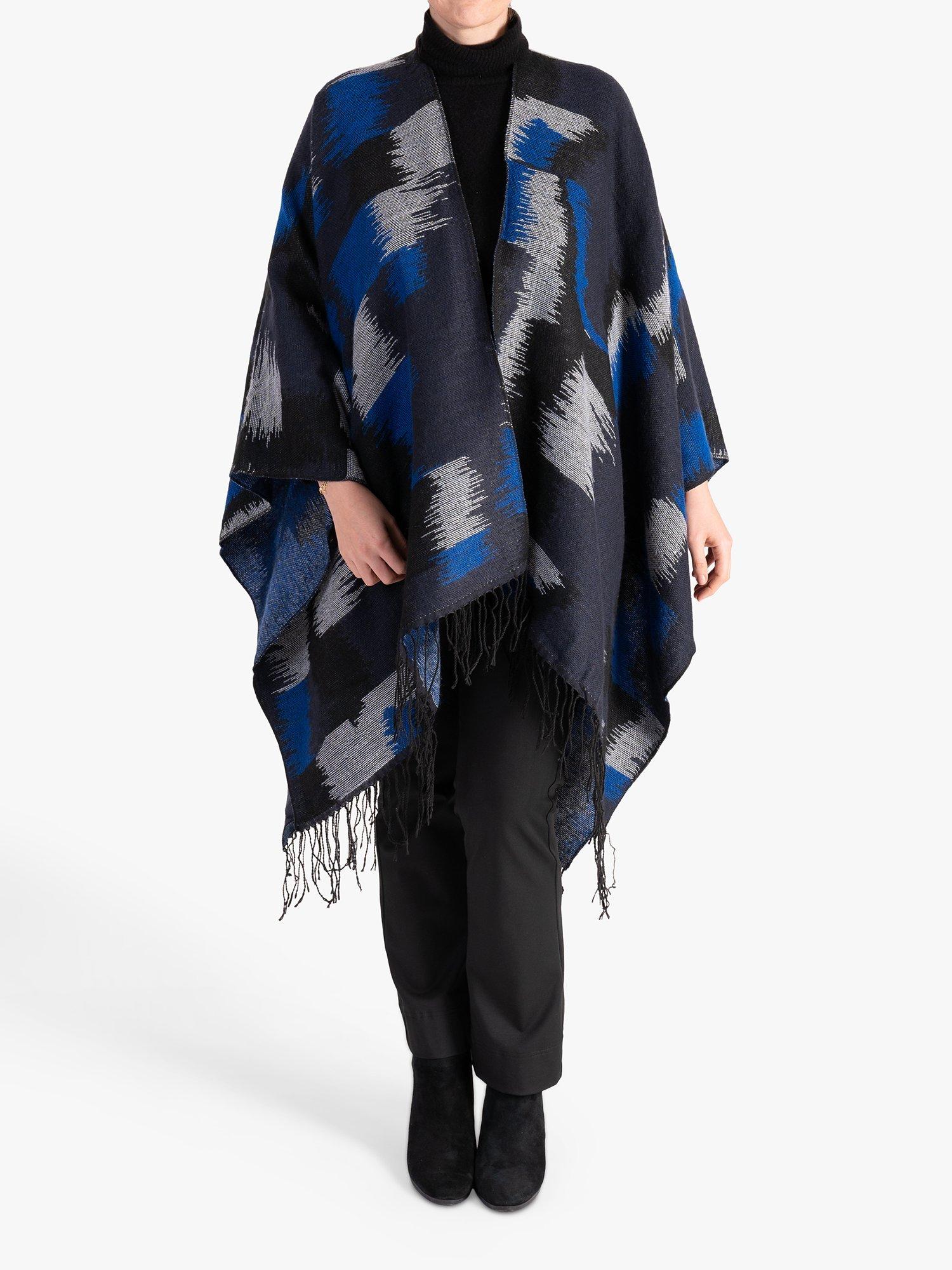 chesca Patchwork Wrap Scarf, Blue/Grey, One Size