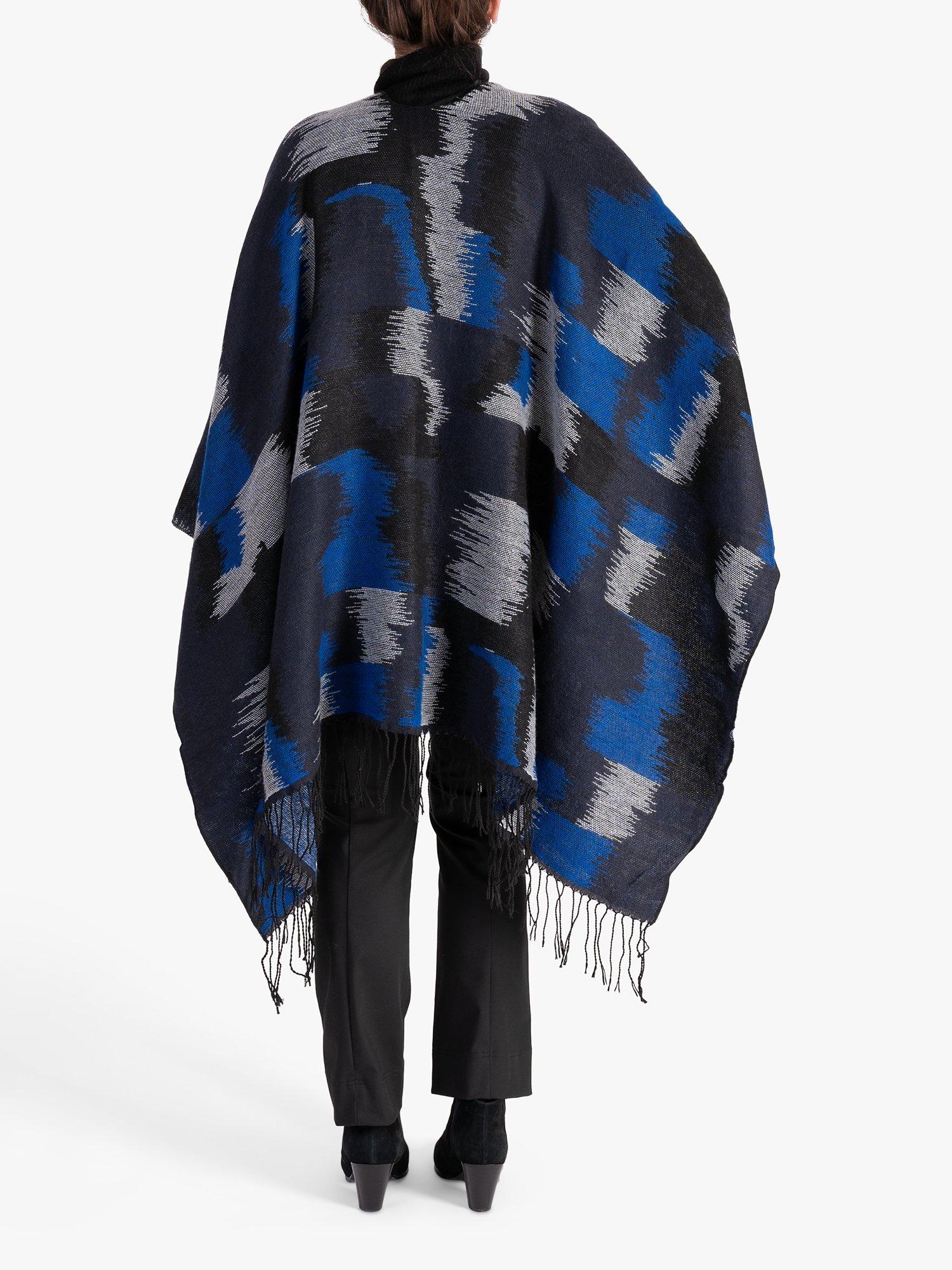 chesca Patchwork Wrap Scarf, Blue/Grey, One Size