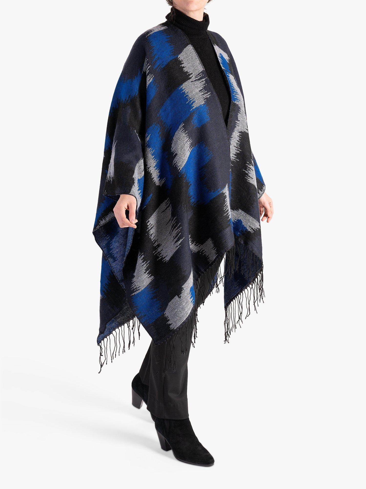 chesca Patchwork Wrap Scarf, Blue/Grey, One Size