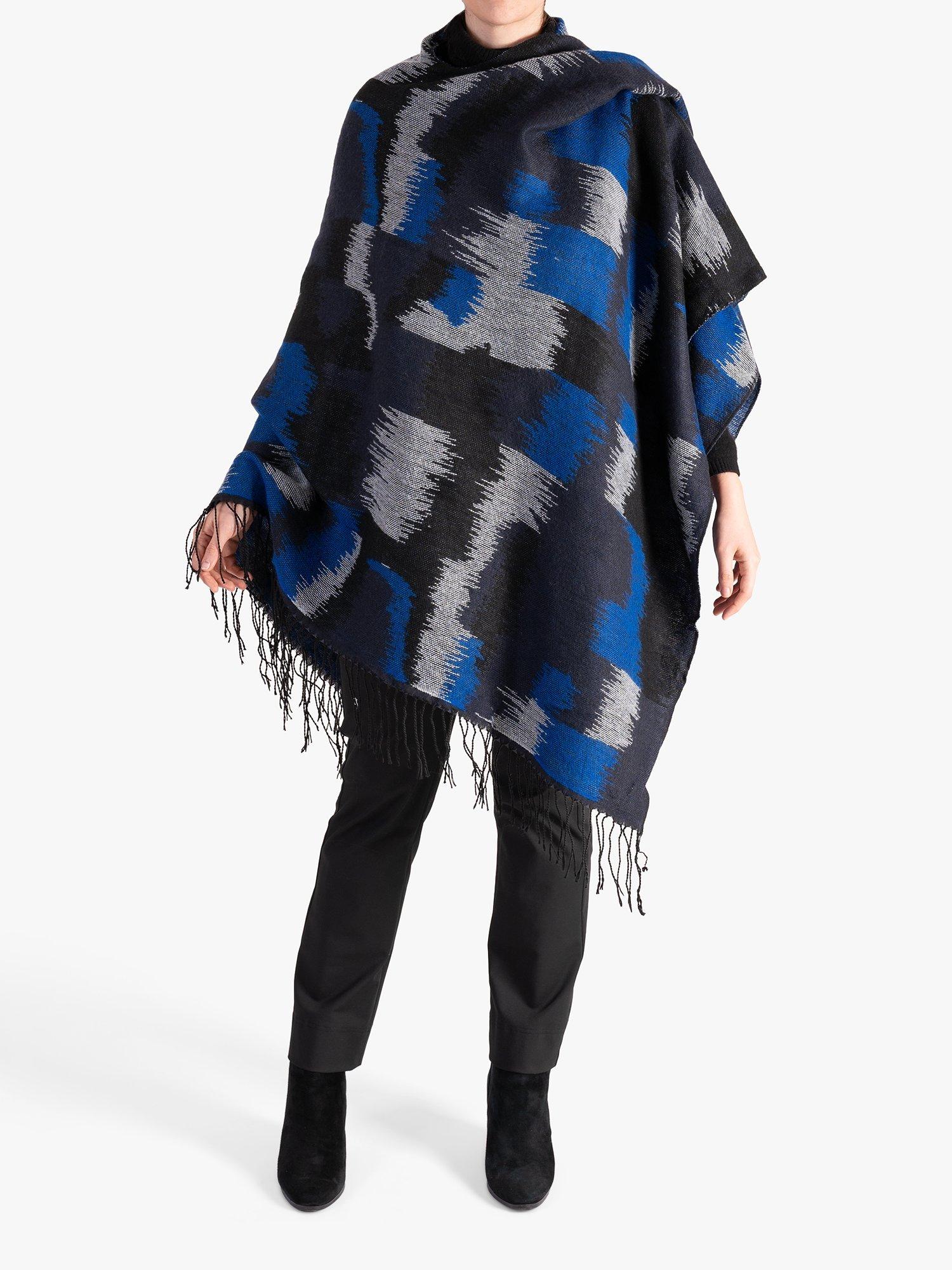 chesca Patchwork Wrap Scarf, Blue/Grey, One Size
