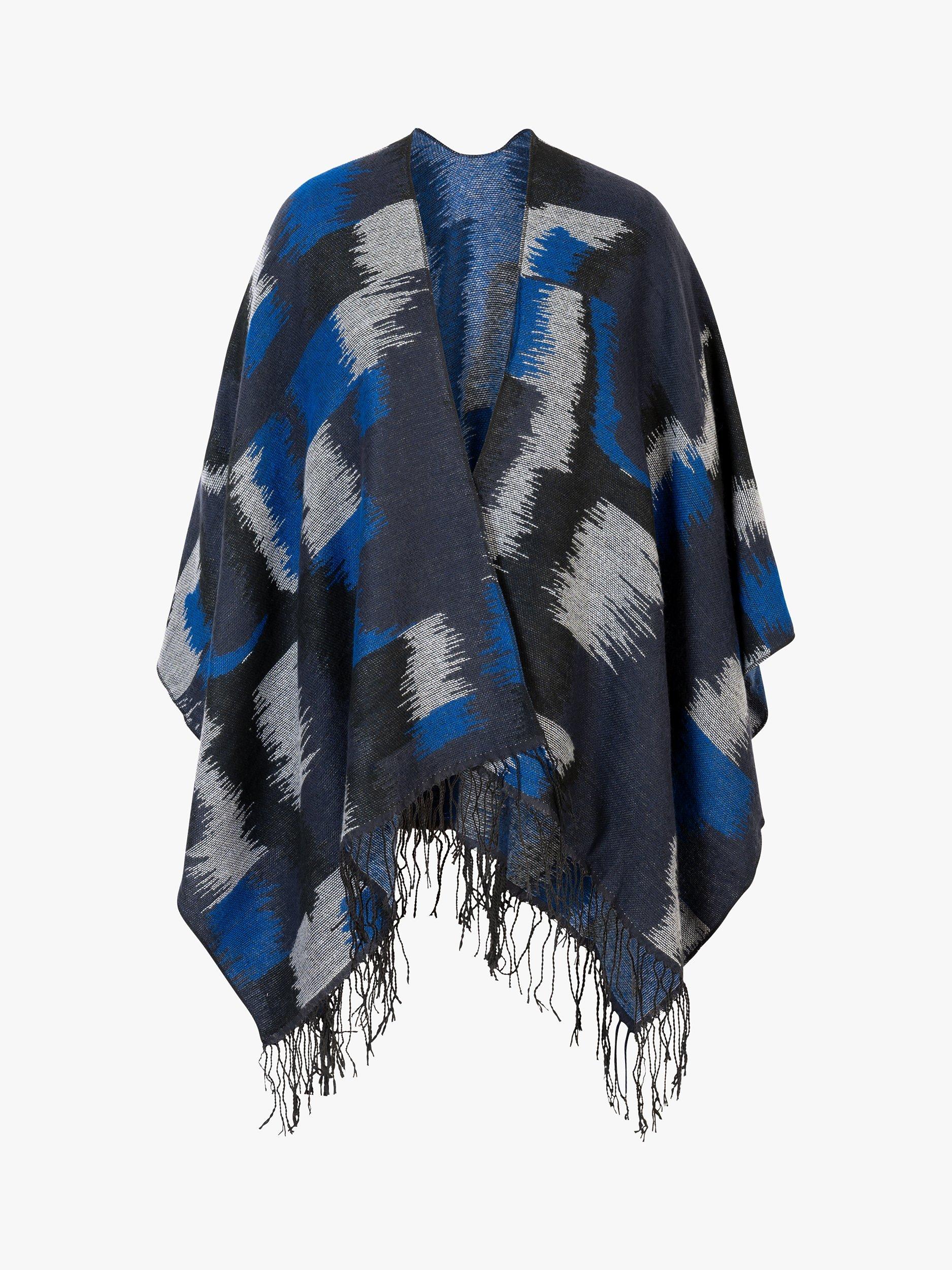 chesca Patchwork Wrap Scarf, Blue/Grey, One Size