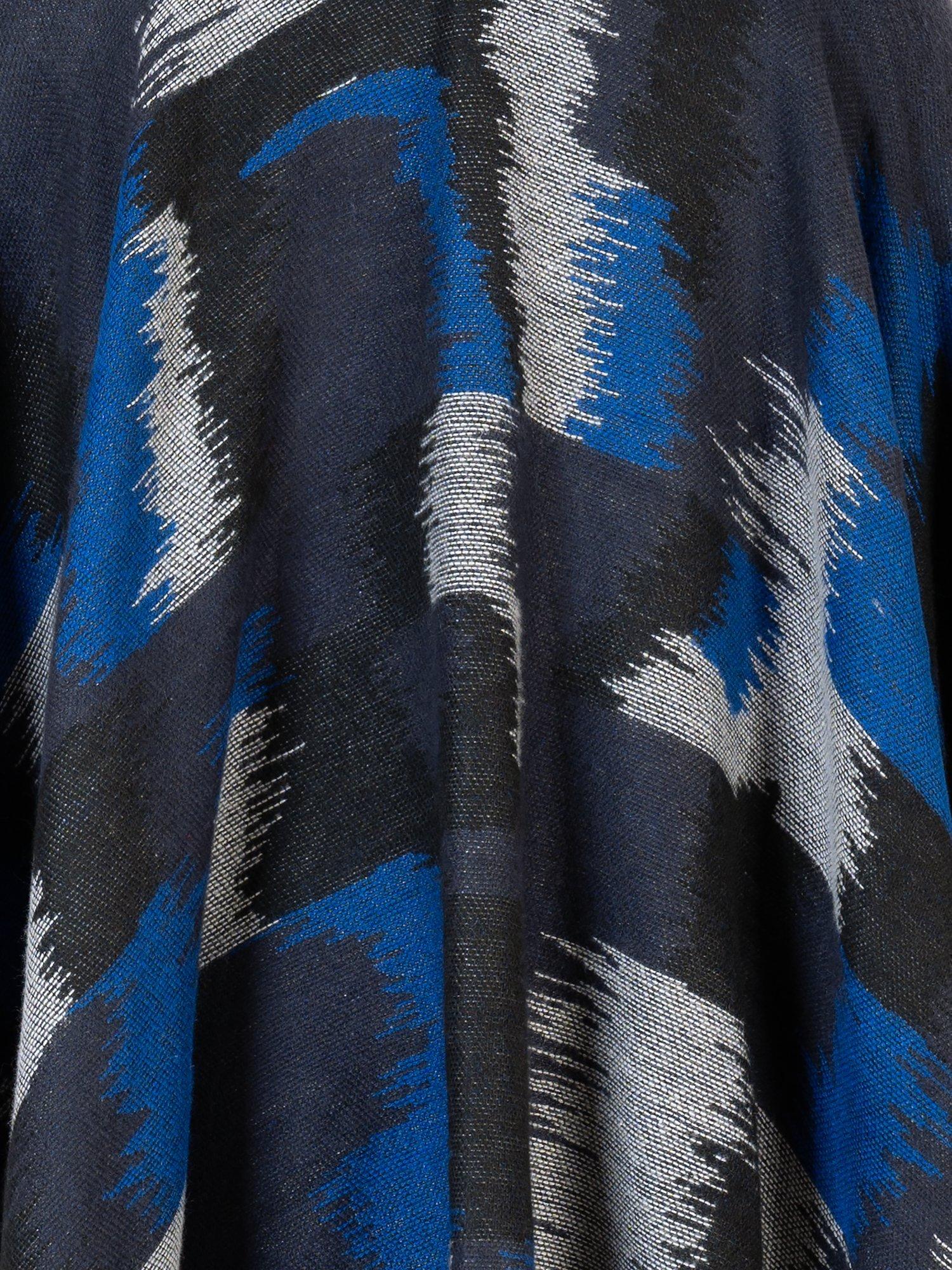 chesca Patchwork Wrap Scarf, Blue/Grey, One Size