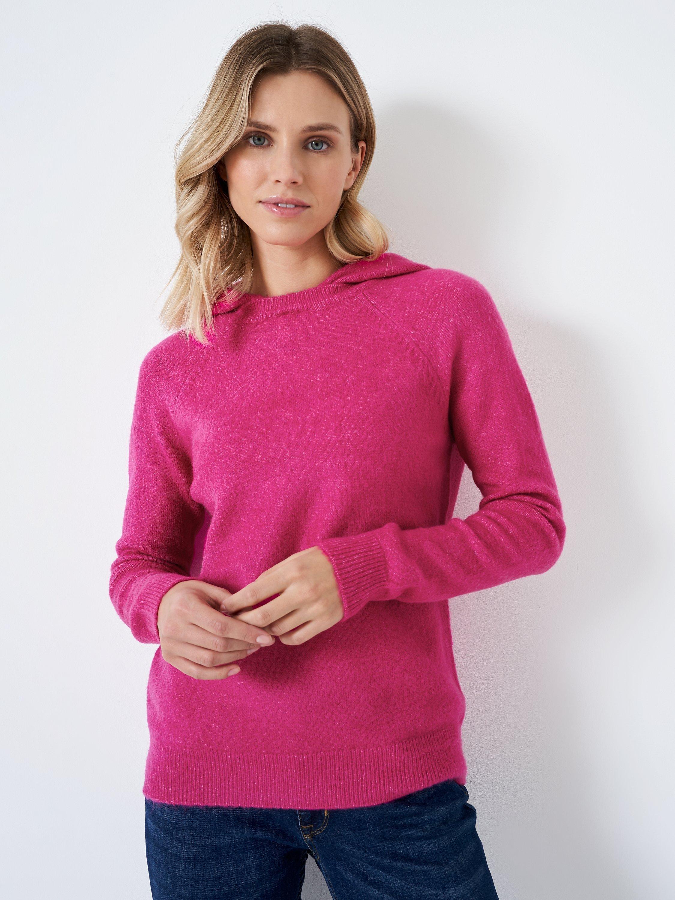 Crew Clothing Knit Hoodie Jumper, Raspberry Pink