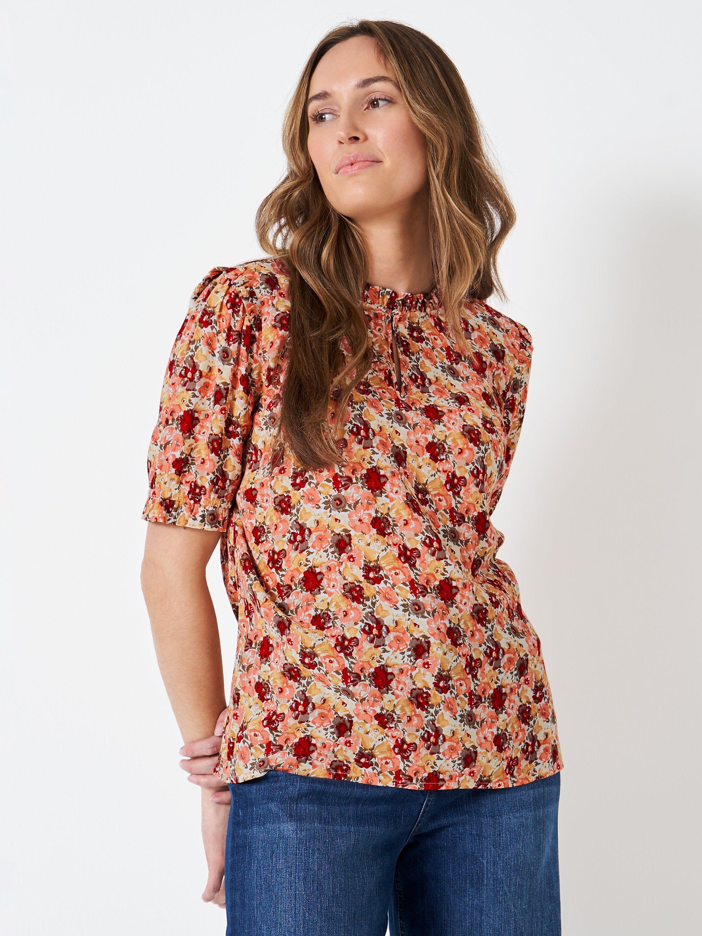 Crew Clothing Melissa Floral Print Blouse, Pink