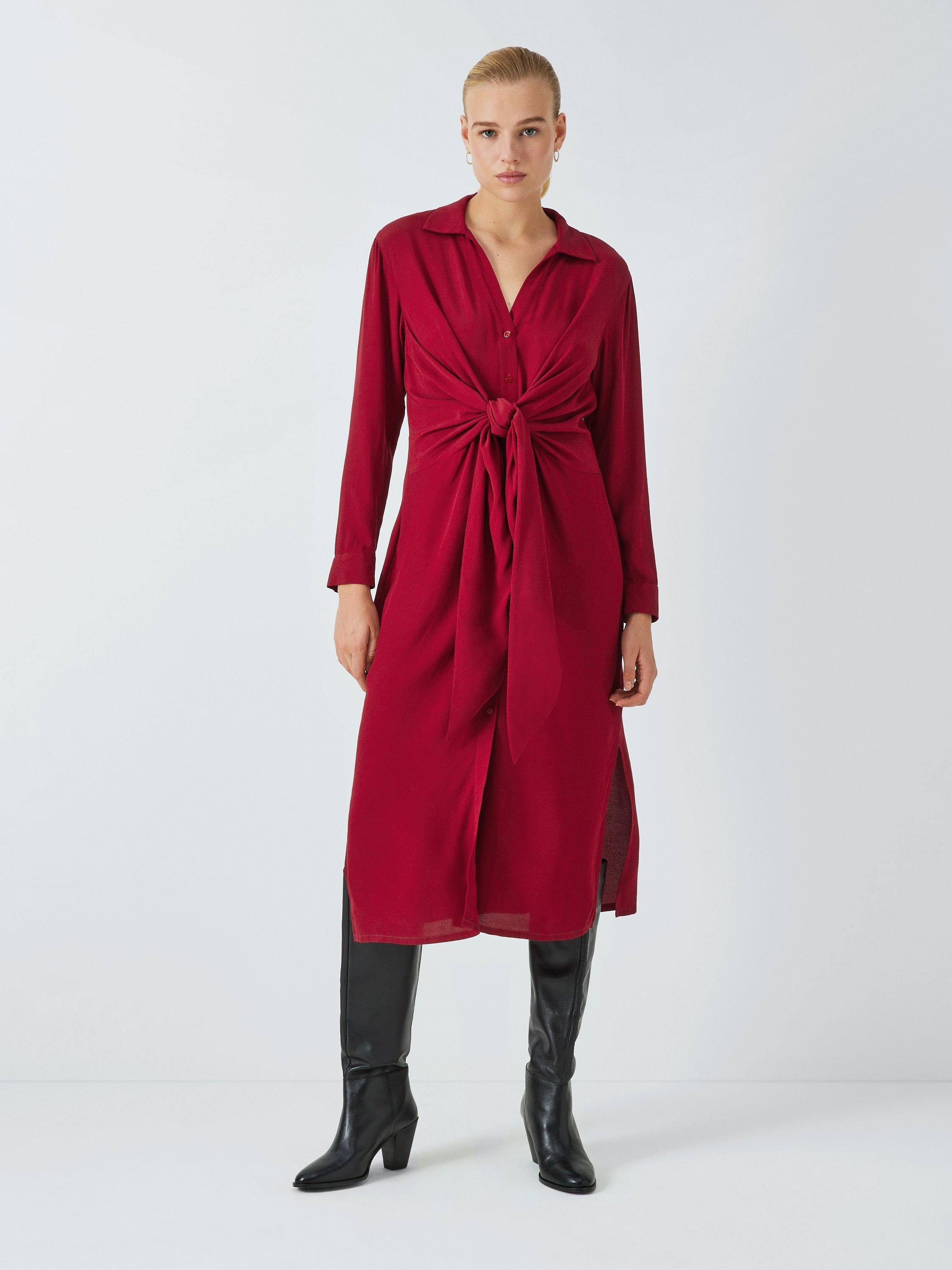 John Lewis Tie Waist Dress, Biking Red